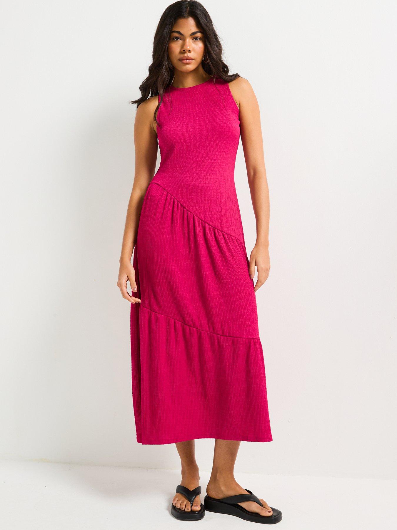  image of v-by-very-asymetric-textured-tiered-midaxi-dress