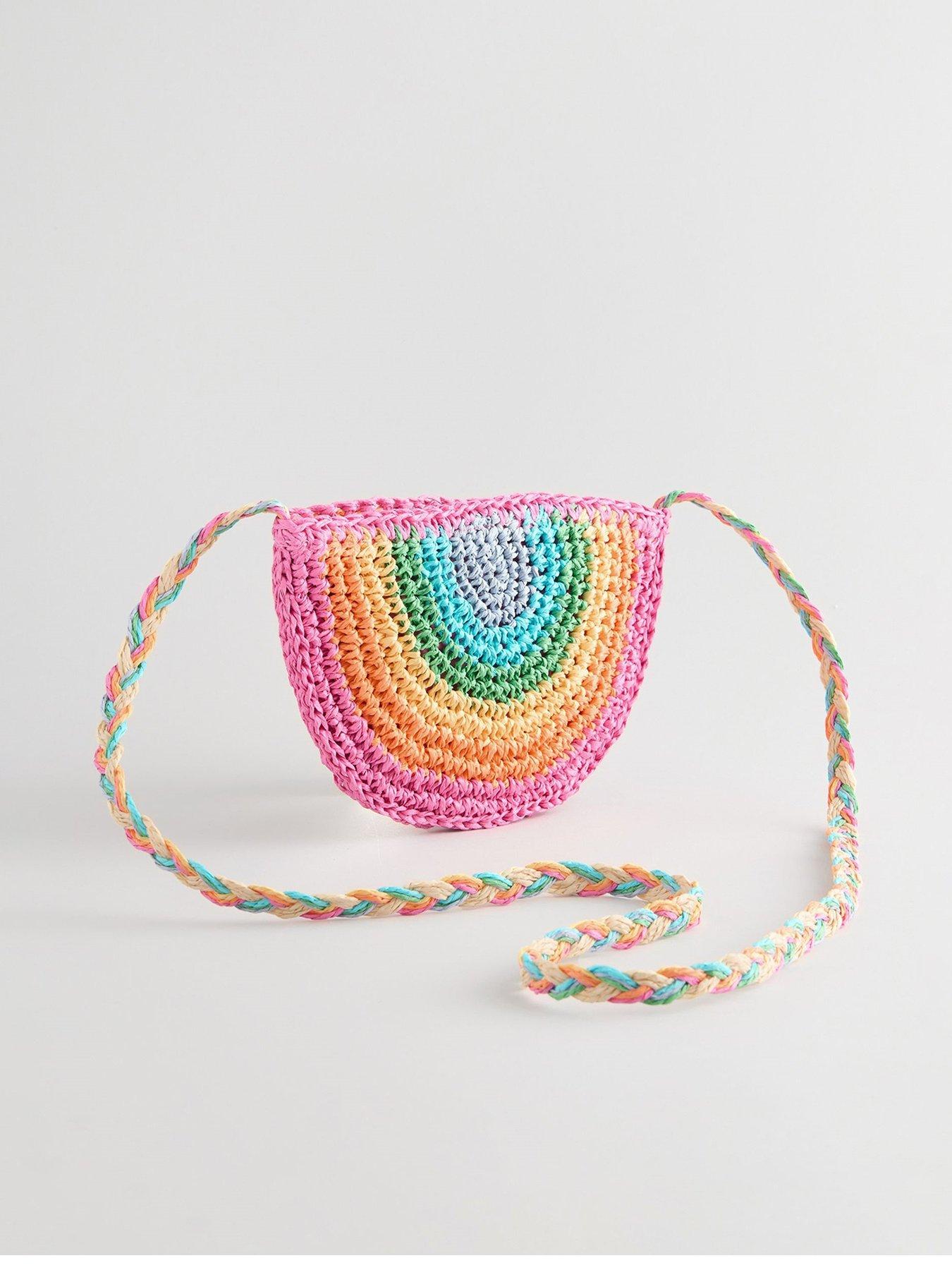 front image of little-bird-rainbow-straw-bag-multi