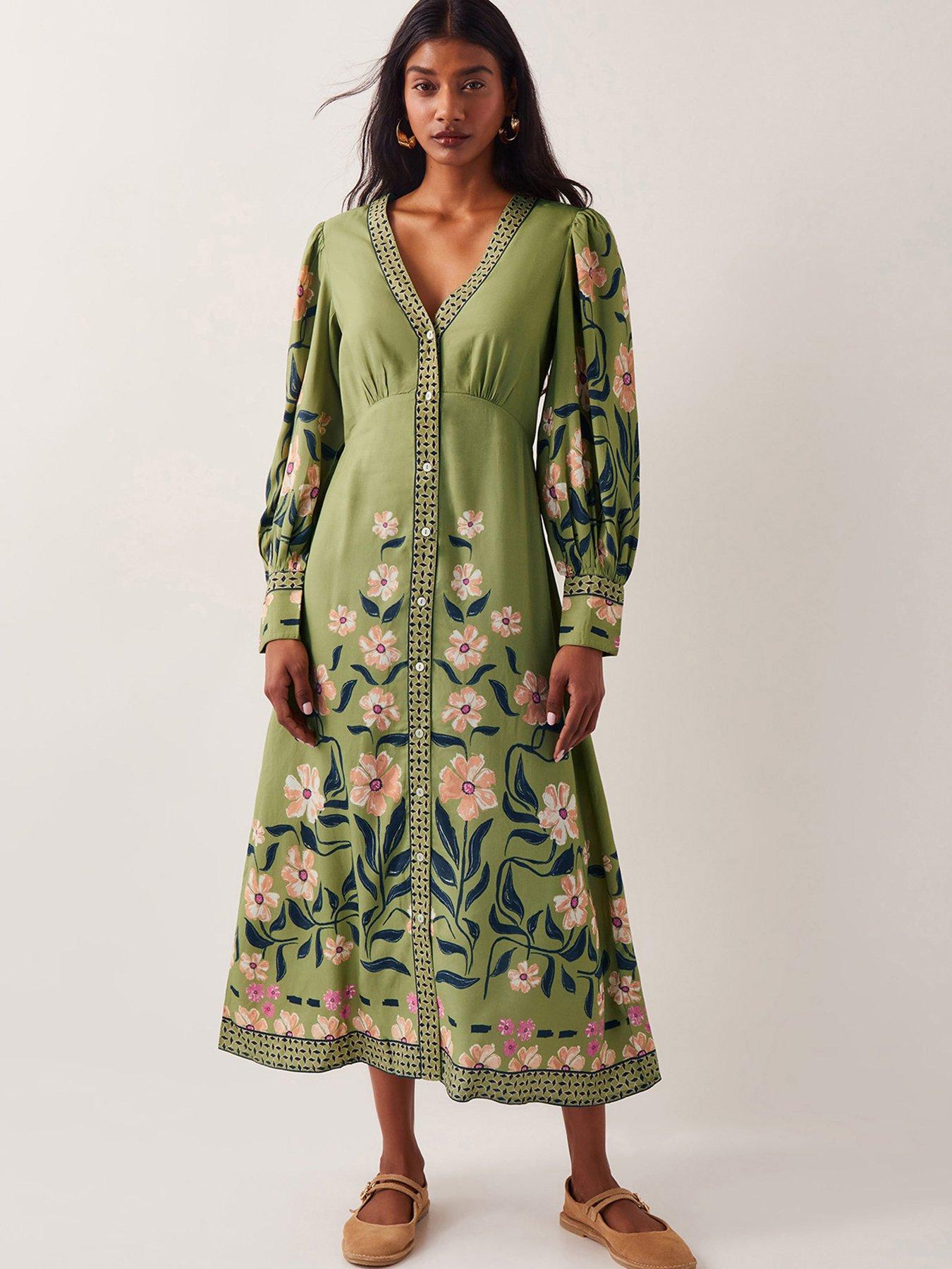 monsoon olive green dress Buy Monsoon Sage Green Mona Angel Sleeve Maxi Dress from Next USA