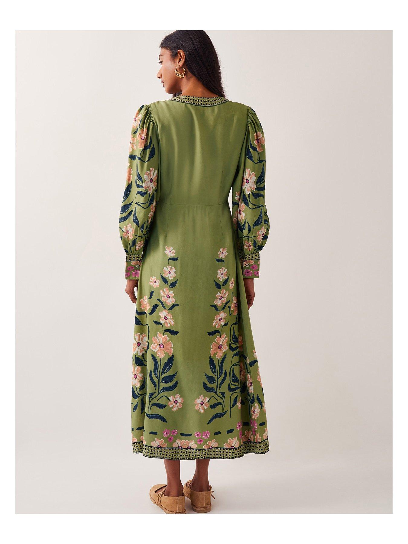  image of monsoon-belle-floral-dress-green