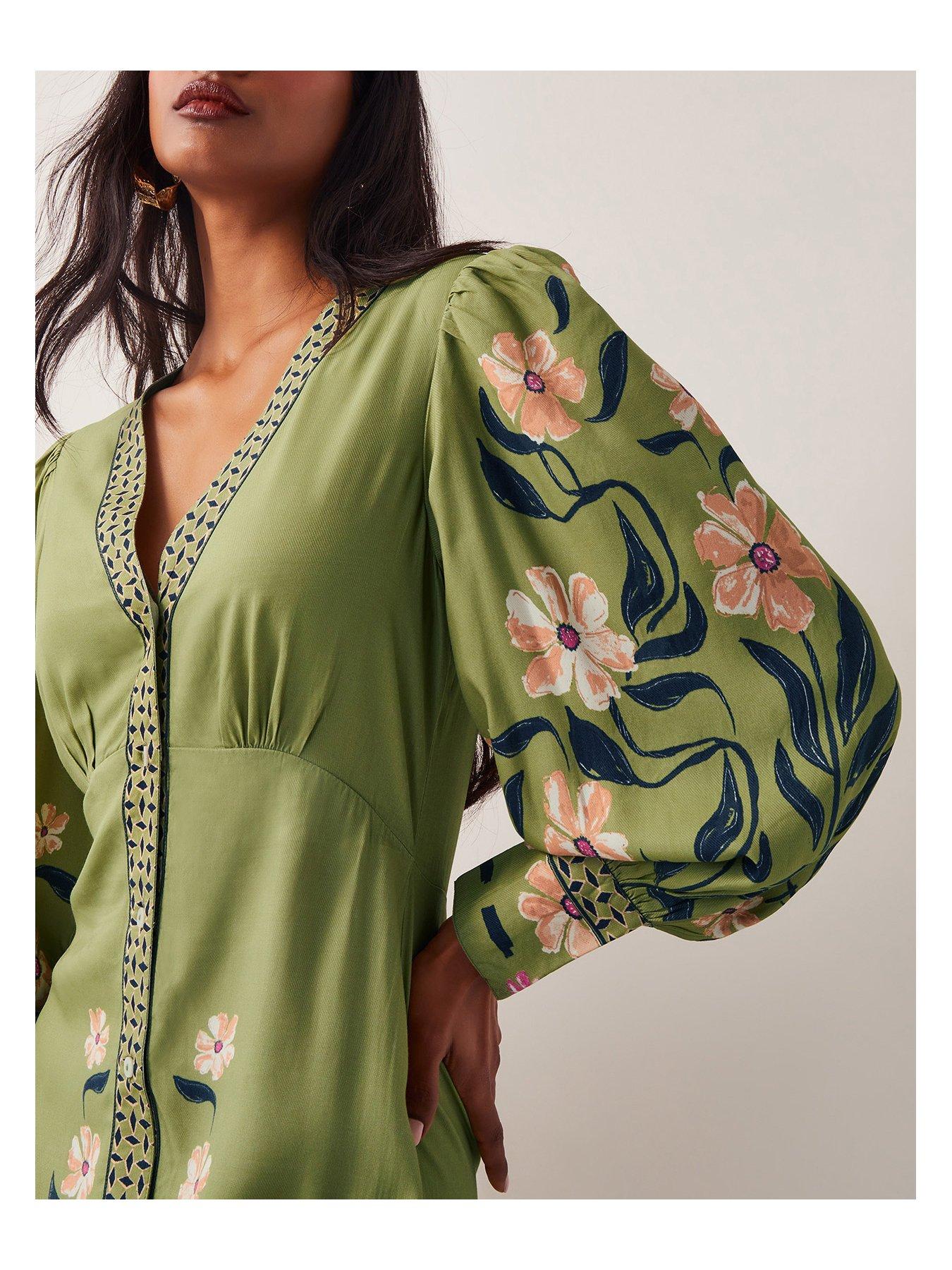  image of monsoon-belle-floral-dress-green