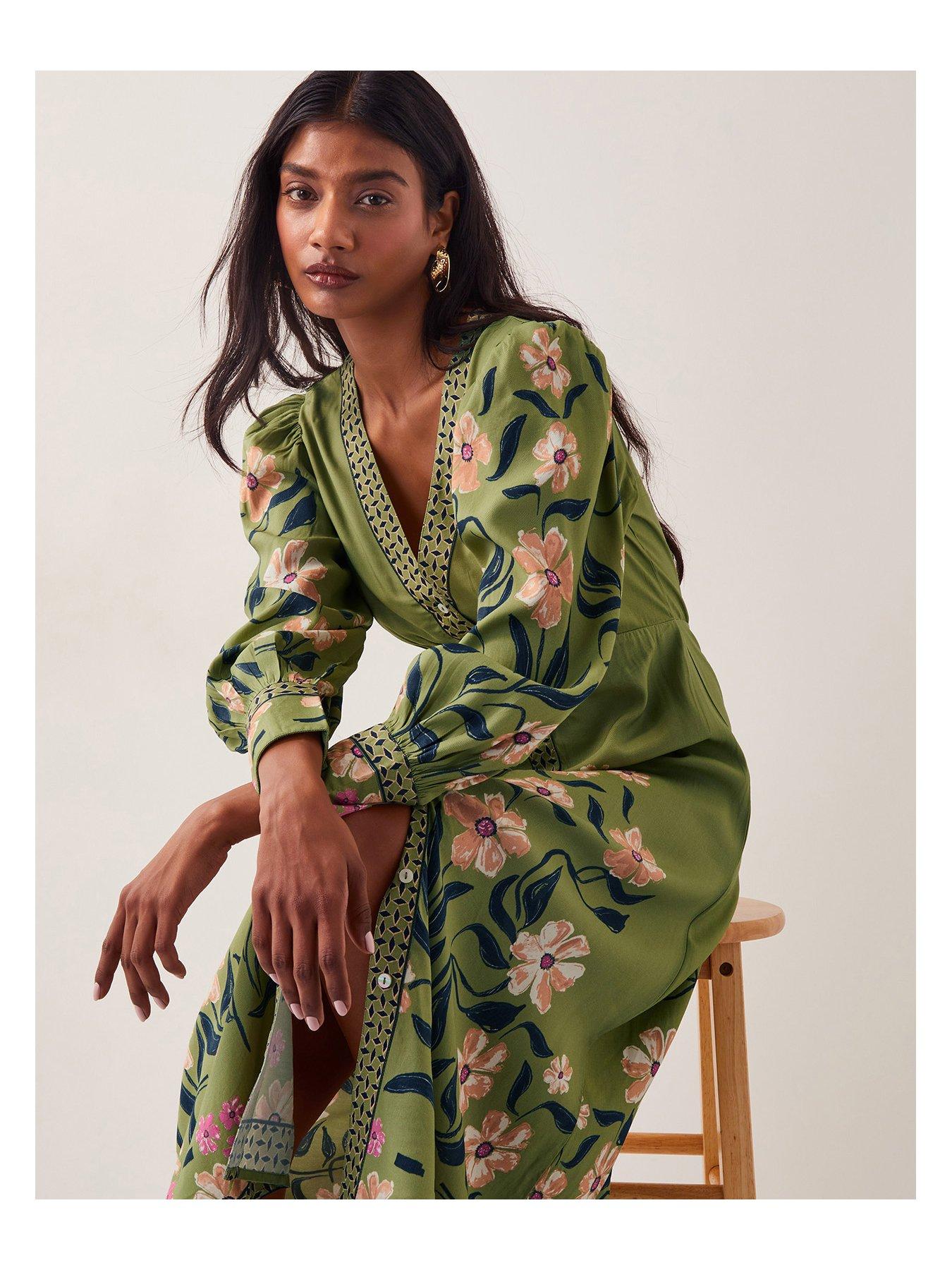  image of monsoon-belle-floral-dress-green