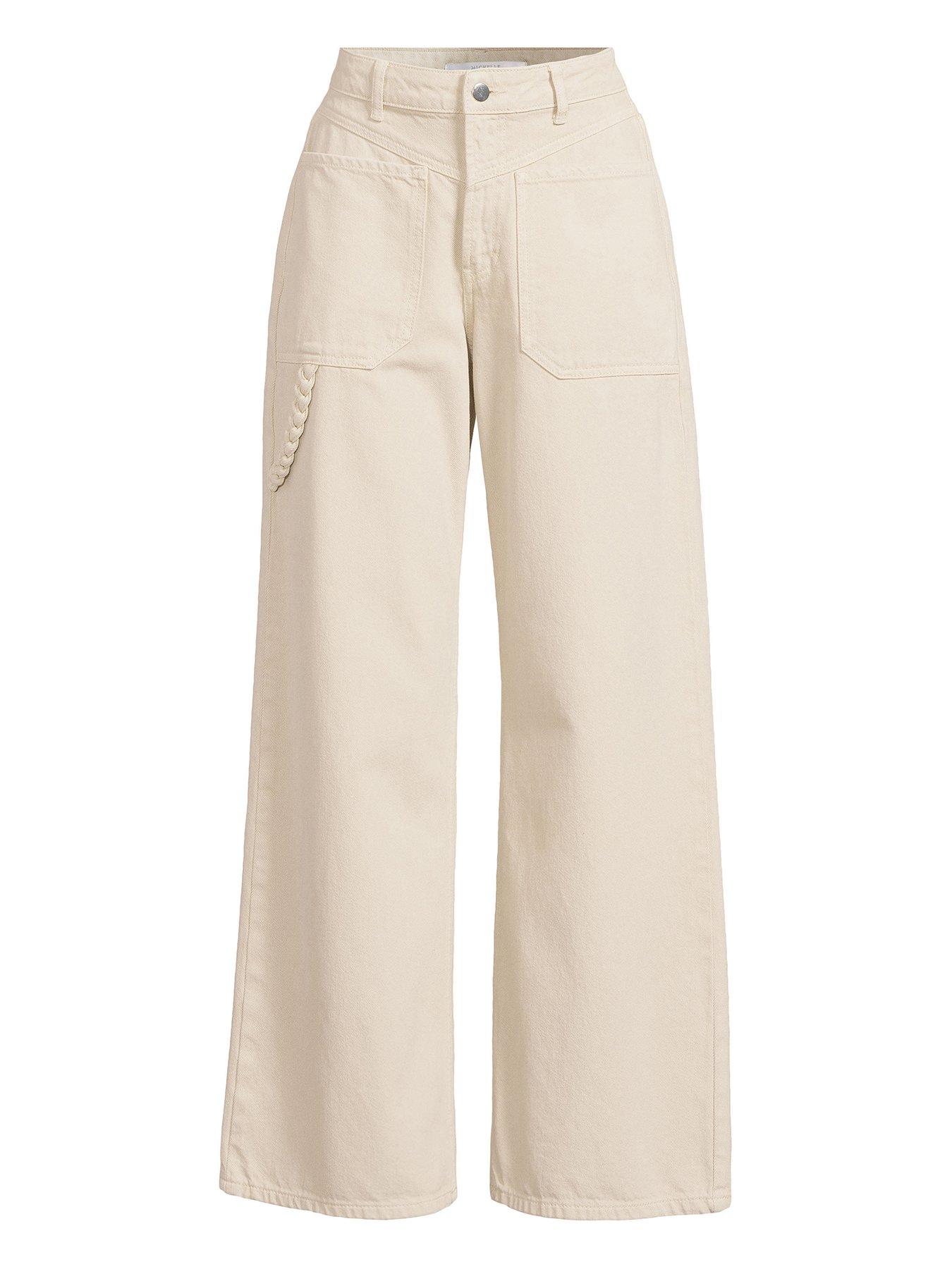 image of michelle-keegan-rope-wide-leg-jean-beige