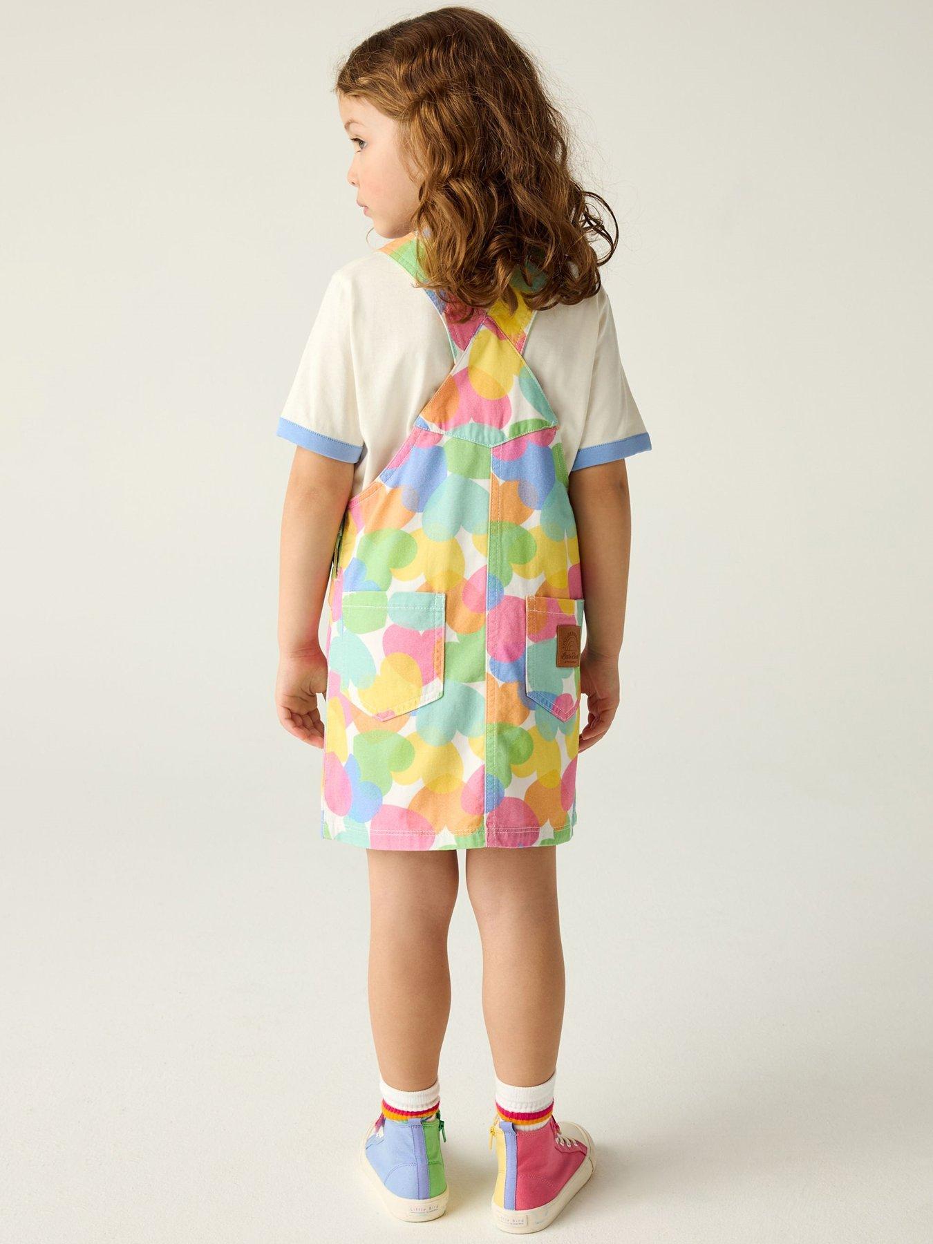 stillFront image of little-bird-heart-print-dungaree-dress-multi
