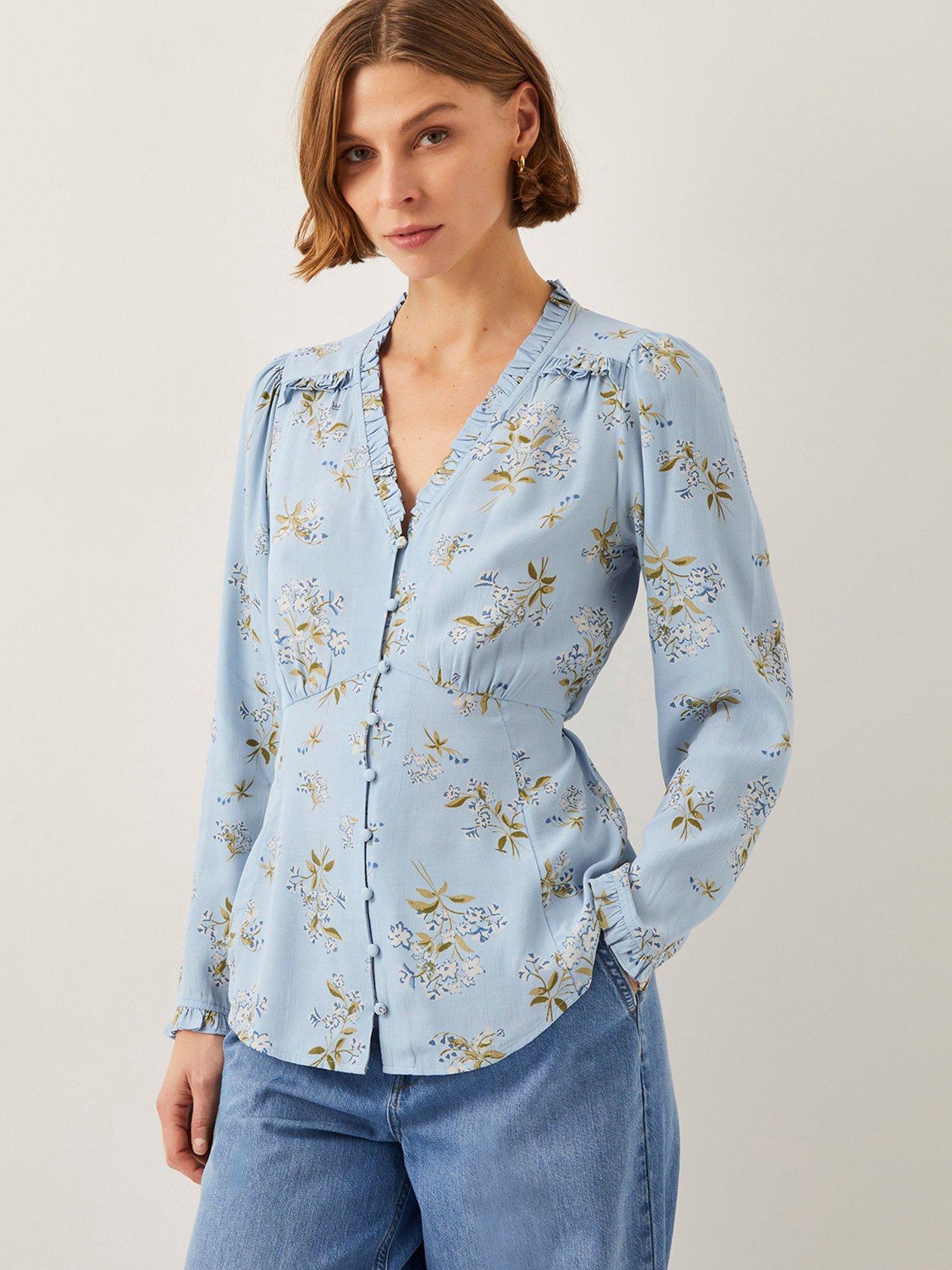 undefined Sarah Floral Blouse - Blue