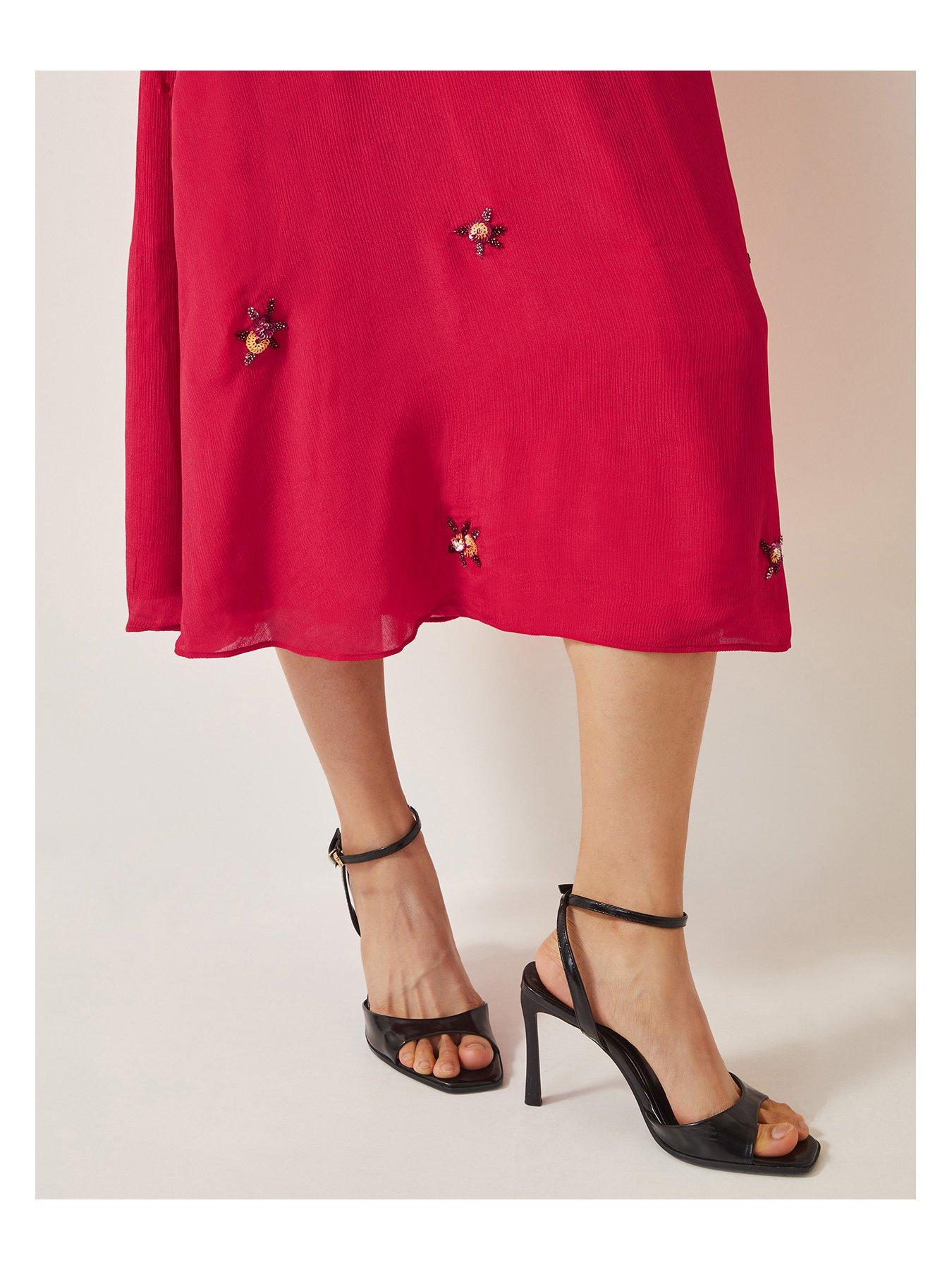  image of monsoon-gia-embellished-tea-dress-red