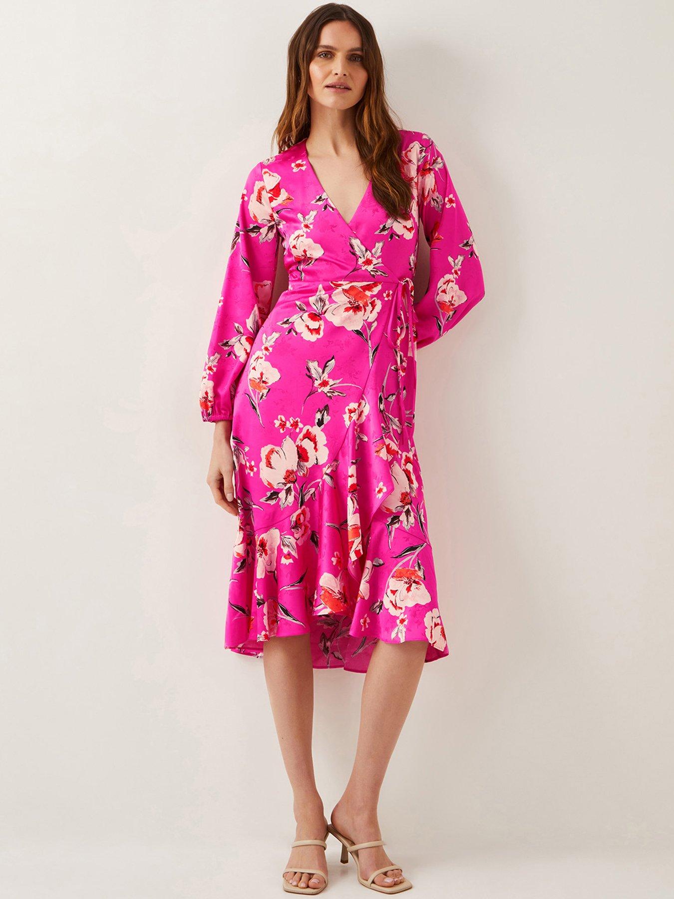  image of monsoon-meridith-wrap-dress-pink