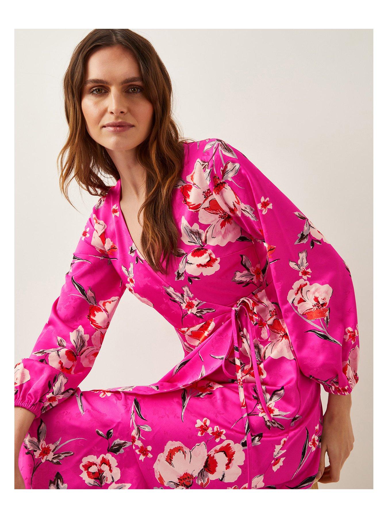  image of monsoon-meridith-wrap-dress-pink