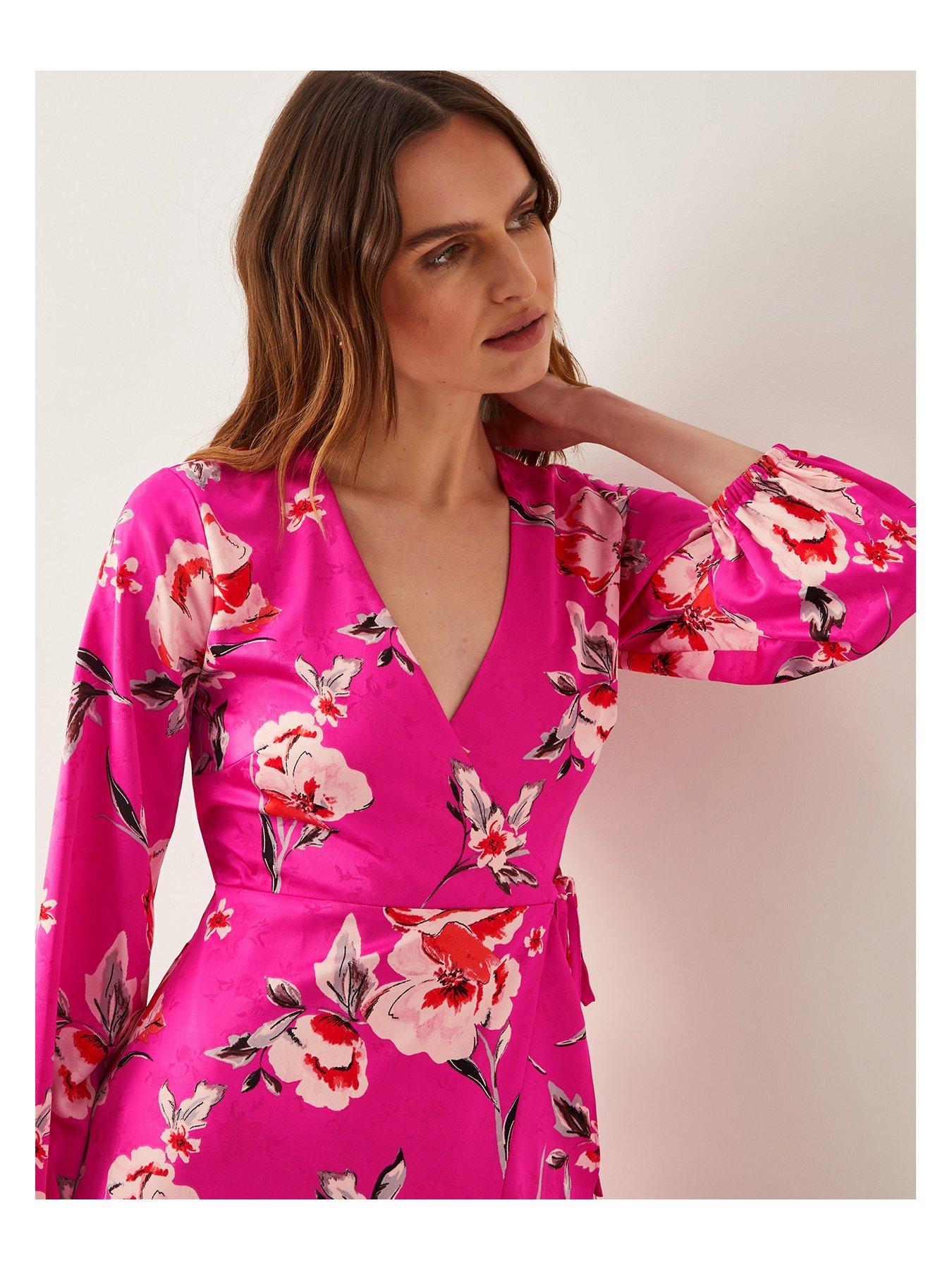  image of monsoon-meridith-wrap-dress-pink