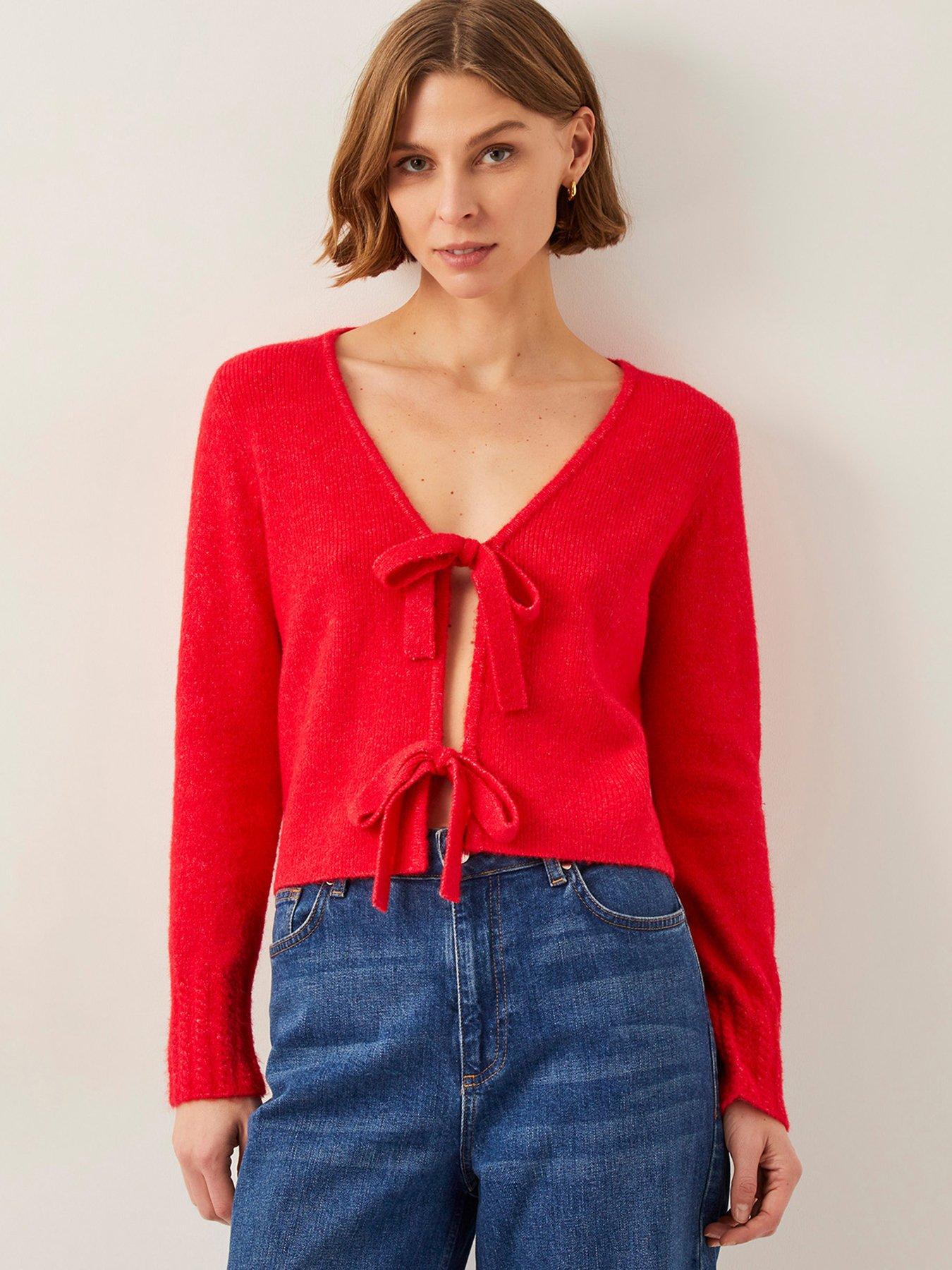 monsoon-tina-tie-cardigan-red