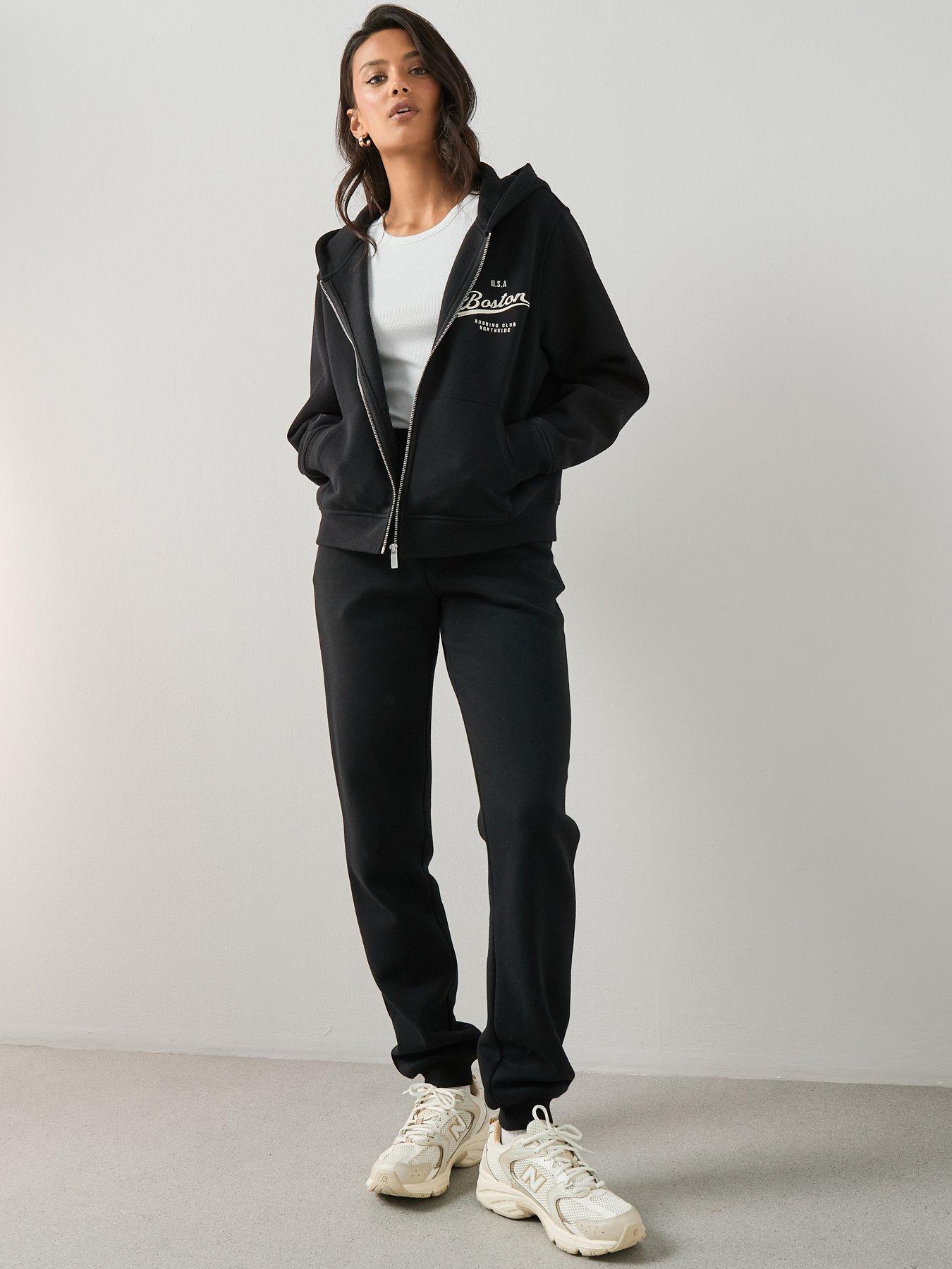 Image 6 of 7 of The Very Collection Womens Cuffed Drawcord Waist Jogging Bottoms - Black