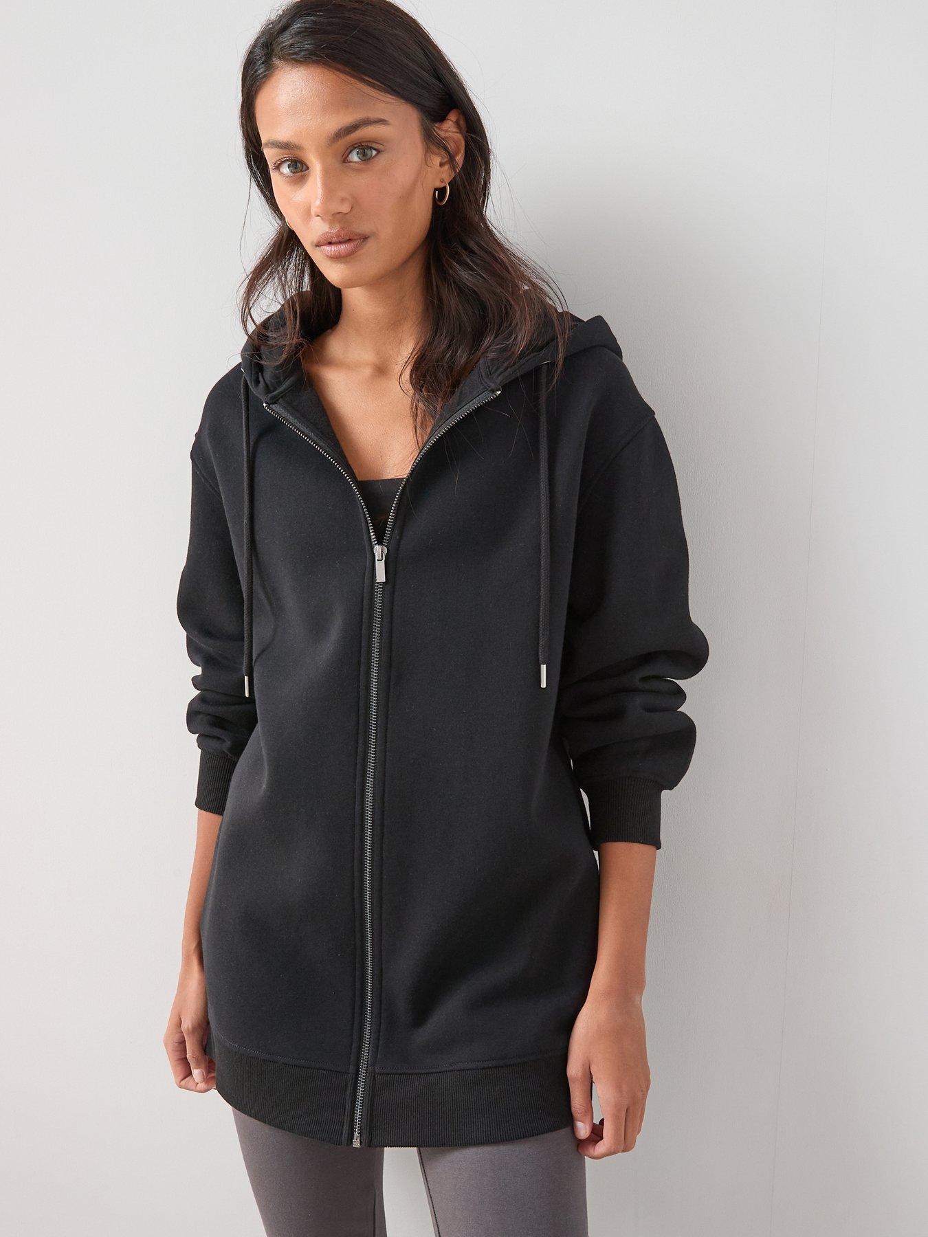 Image 1 of 6 of The Very Collection Womens Relaxed Zip Through Hoodie - Black