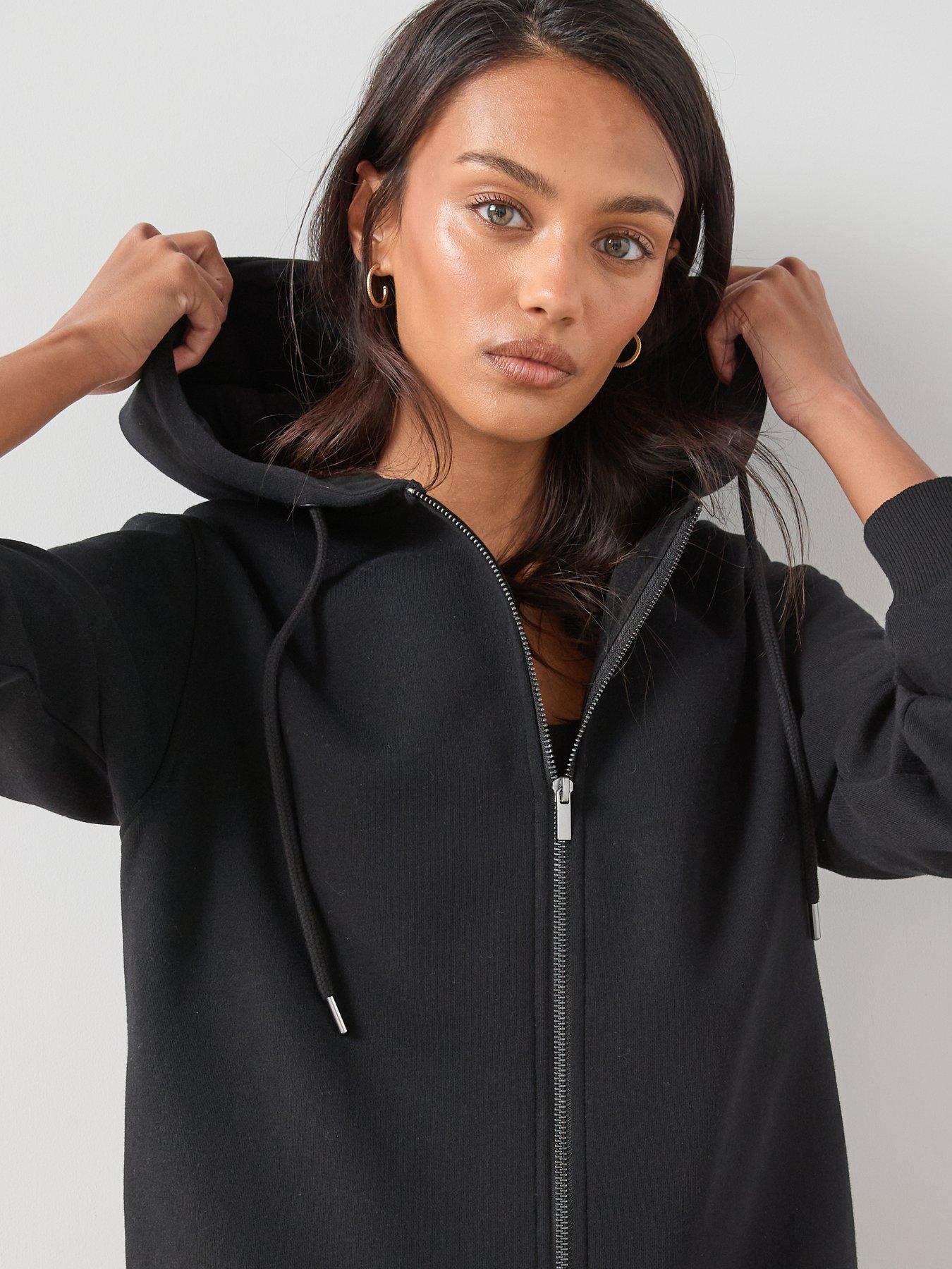 Image 6 of 6 of The Very Collection Womens Relaxed Zip Through Hoodie - Black