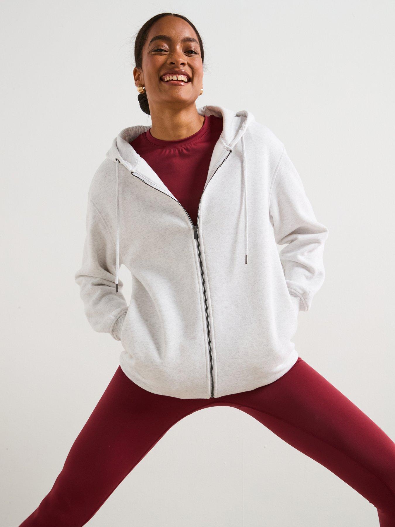 undefined The Essential Oversized Zip Through Hoodie - Light Grey