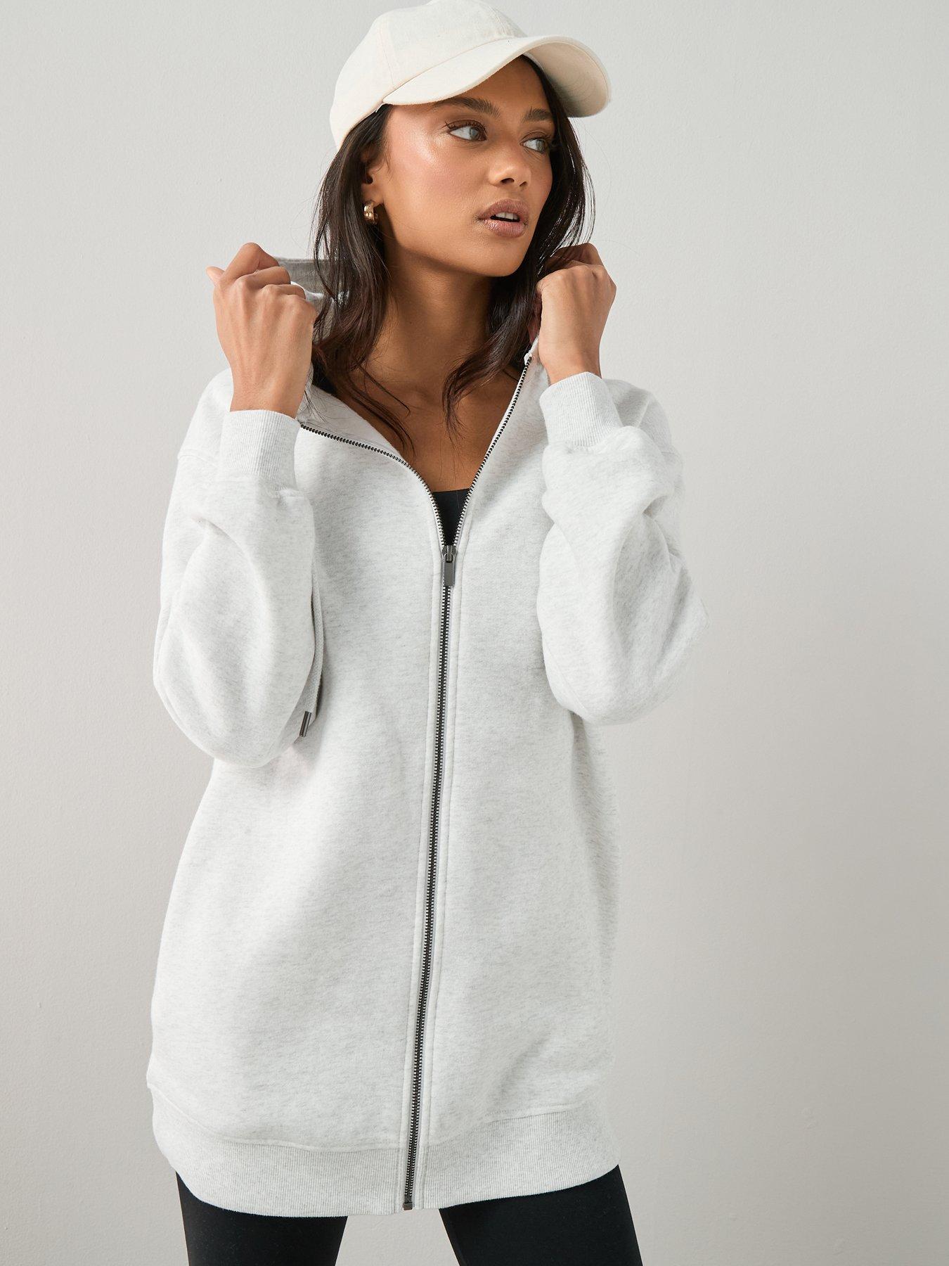 Image 5 of 7 of The Very Collection Womens Relaxed Zip Through Hoodie - White