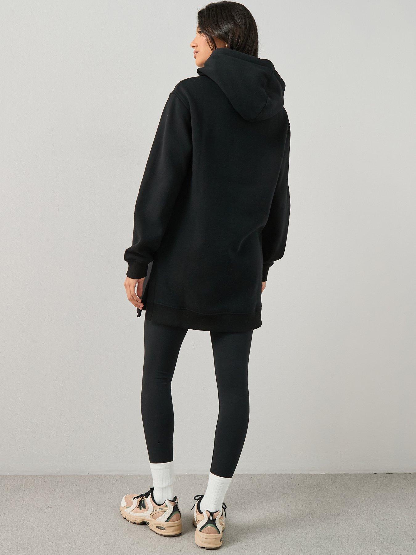  image of the-very-collection-longline-hoodie-with-side-splits-black