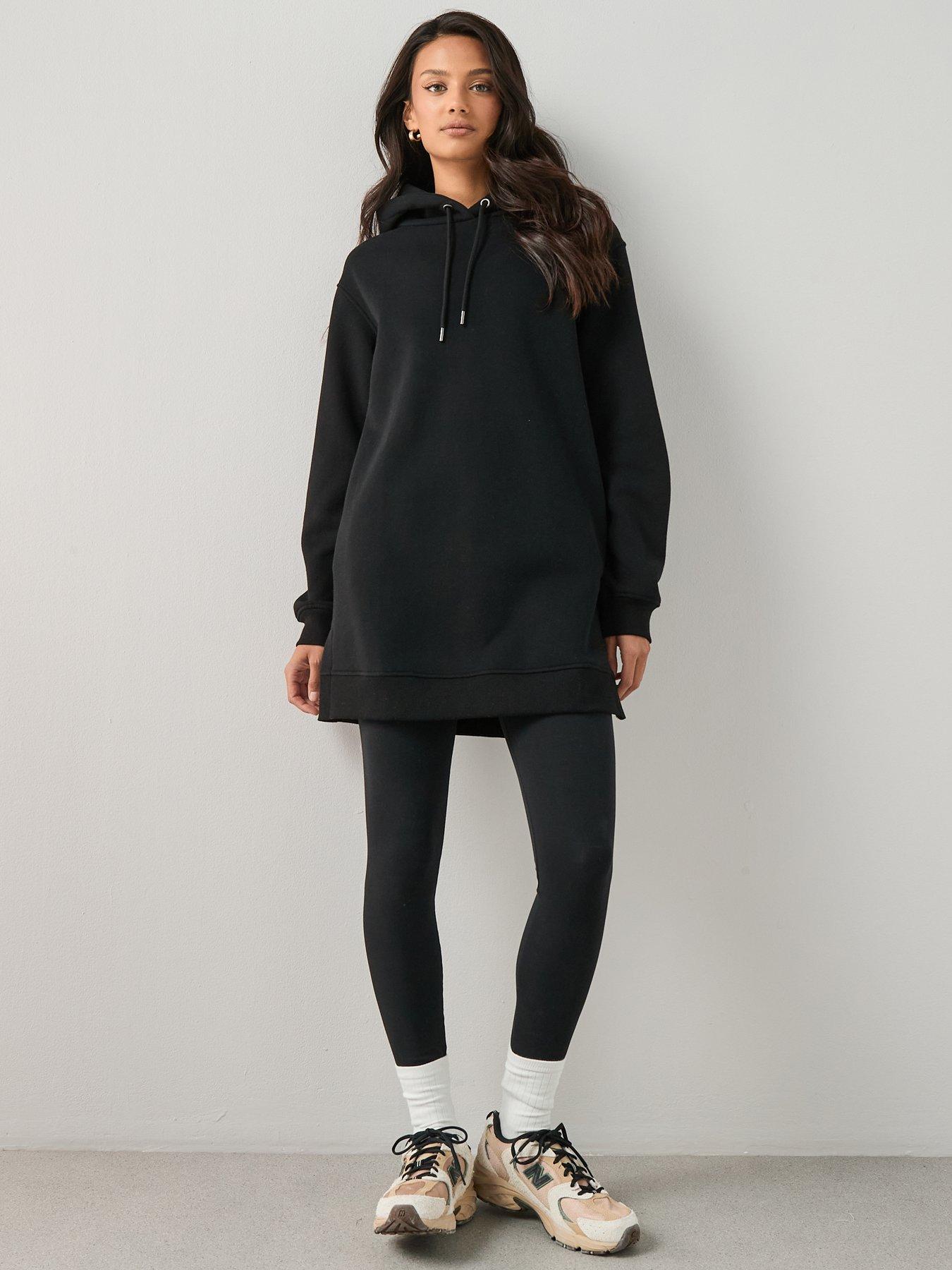  image of the-very-collection-longline-hoodie-with-side-splits-black