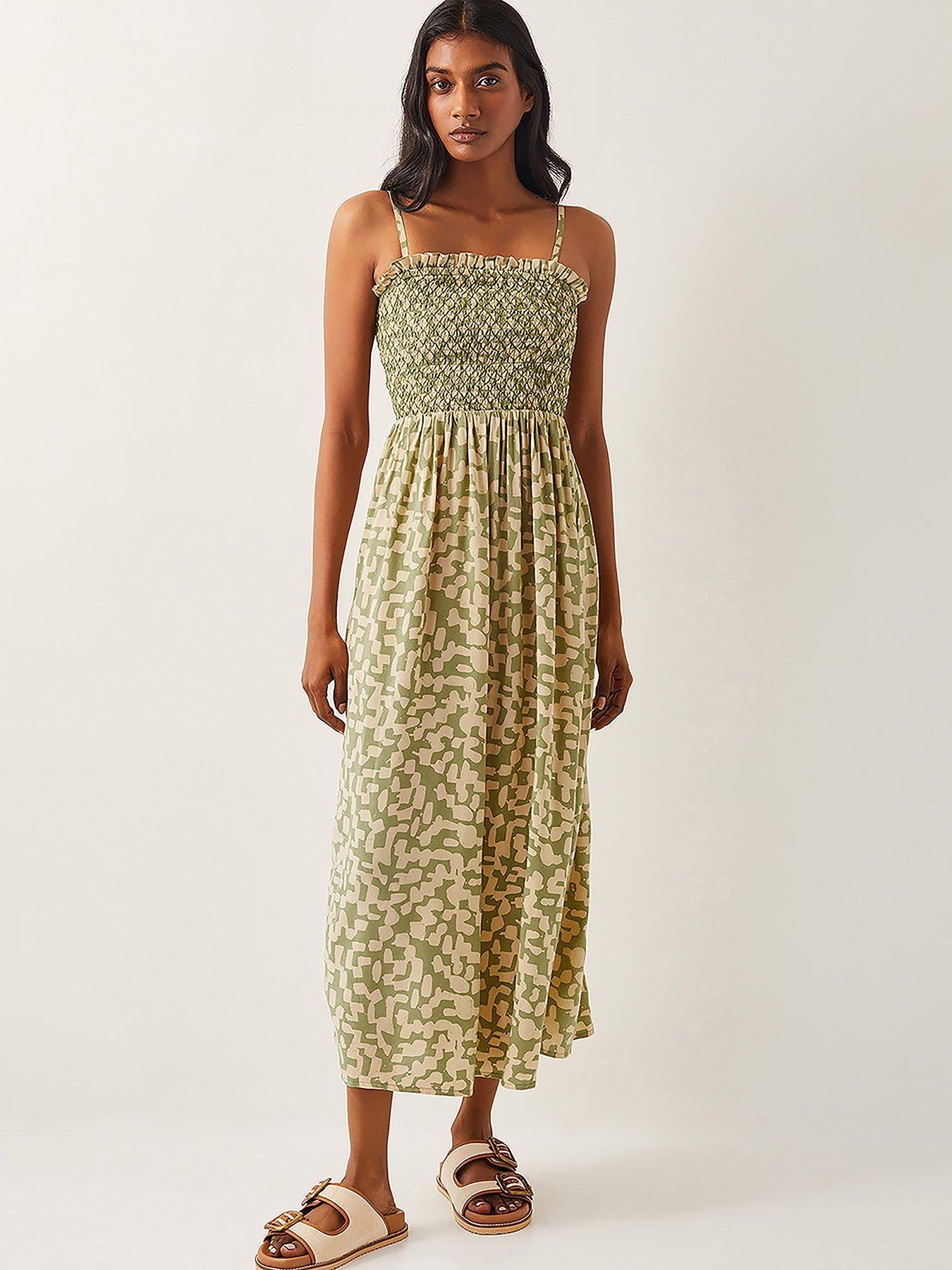 undefined Ania Geometric Bandeau Dress - Green
