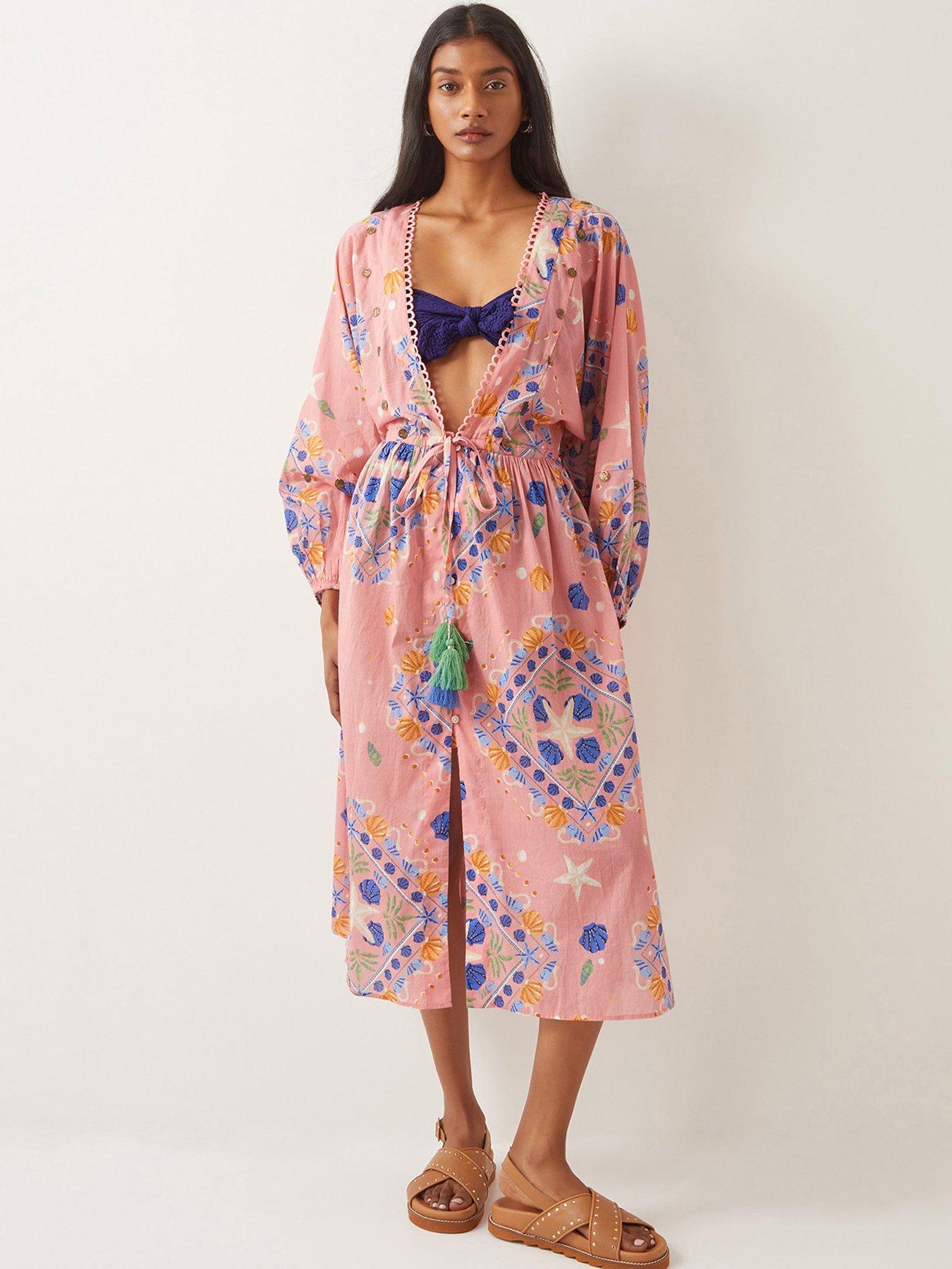 undefined Mabel Print Kaftan - Peach