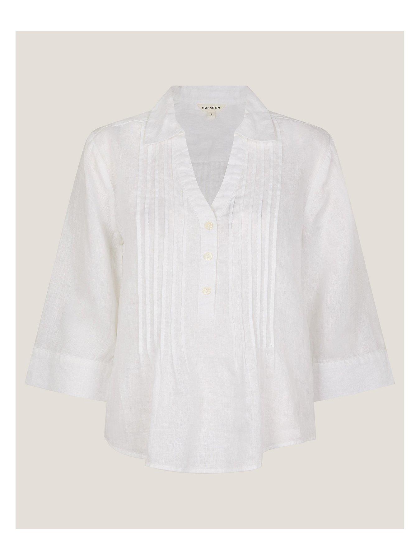  image of monsoon-elsie-linen-blouse-white