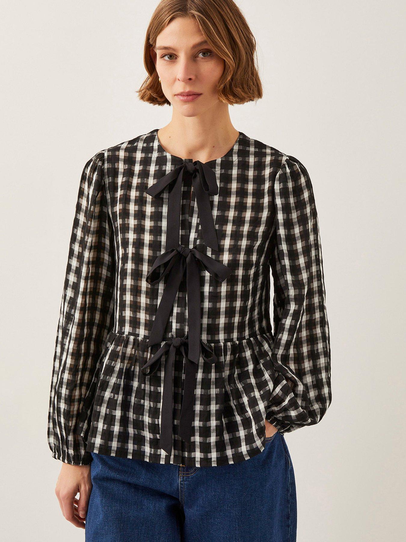 monsoon-violet-check-blouse-black