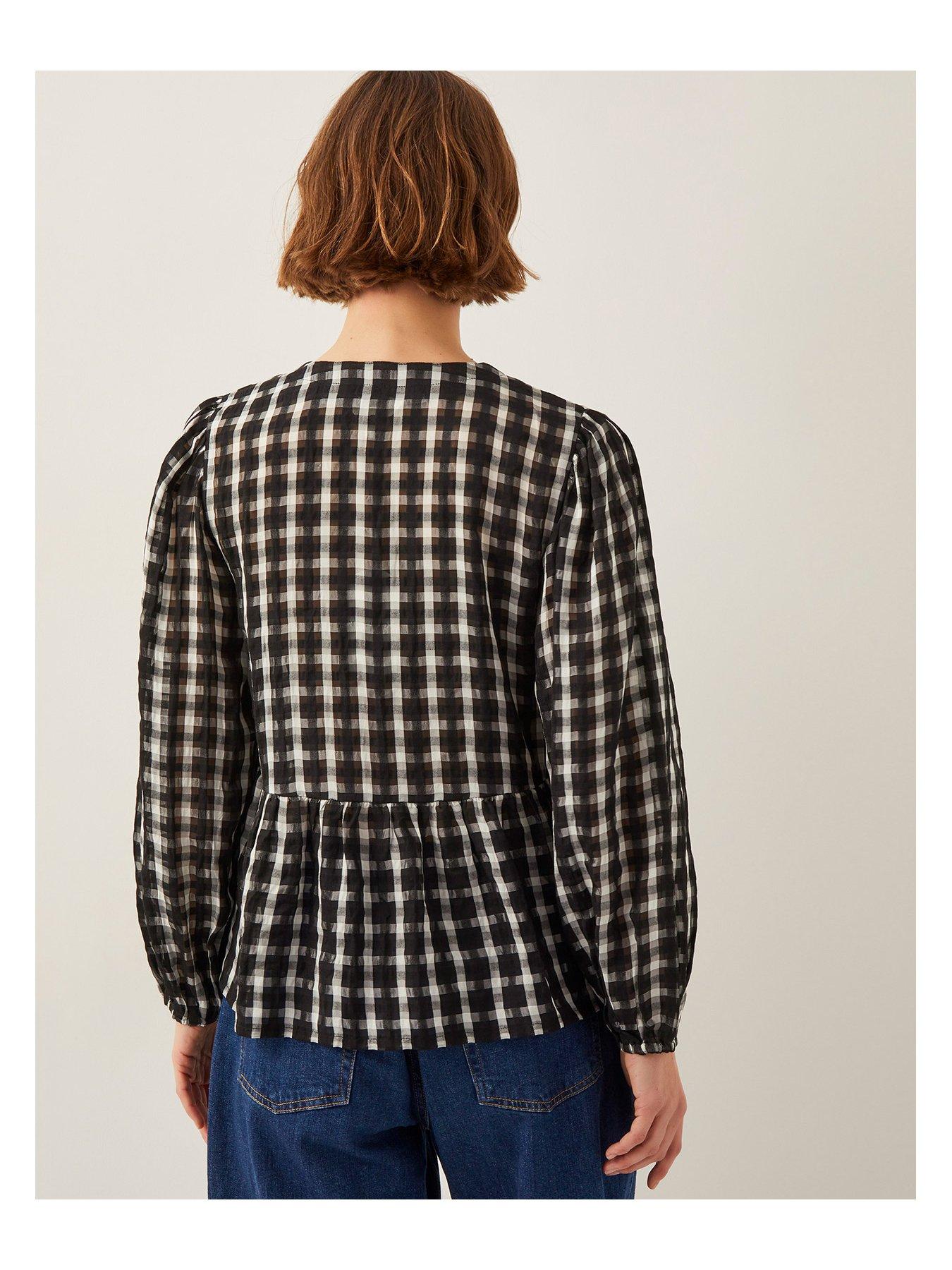  image of monsoon-violet-check-blouse-black