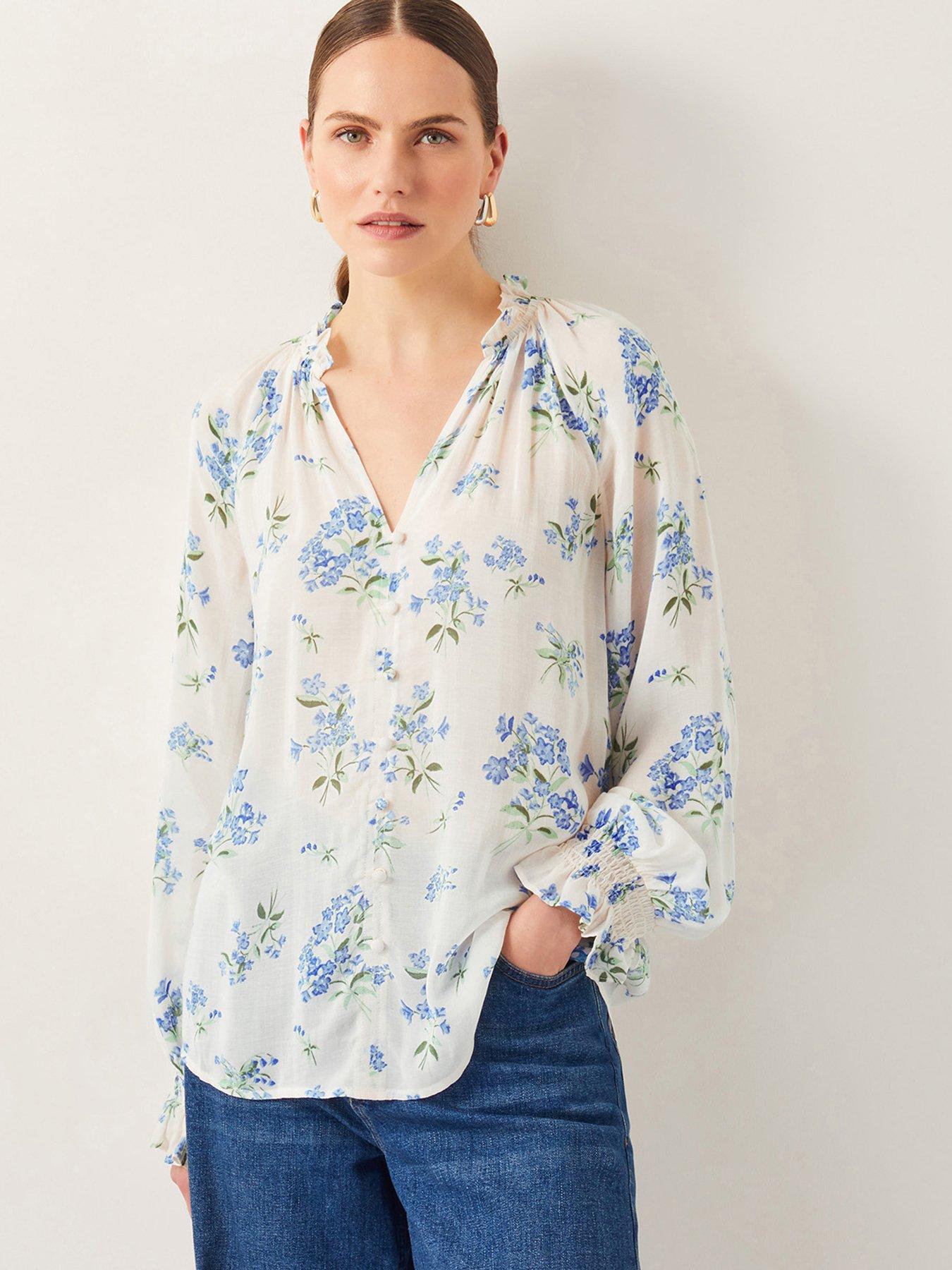 undefined Sarah Sheer Floral Blouse - Cream