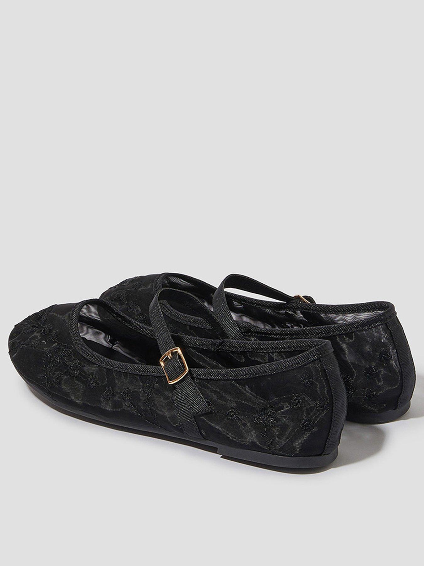  image of monsoon-vela-emb-mesh-ballerina-black
