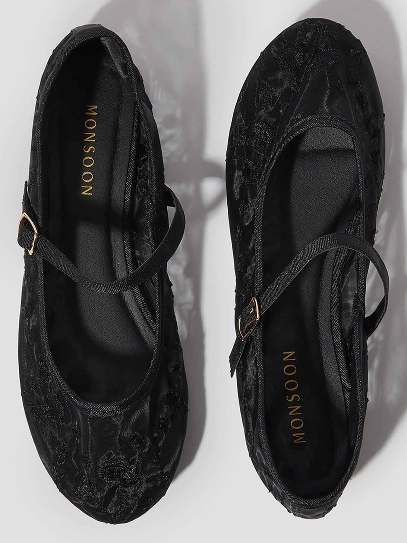  image of monsoon-vela-emb-mesh-ballerina-black