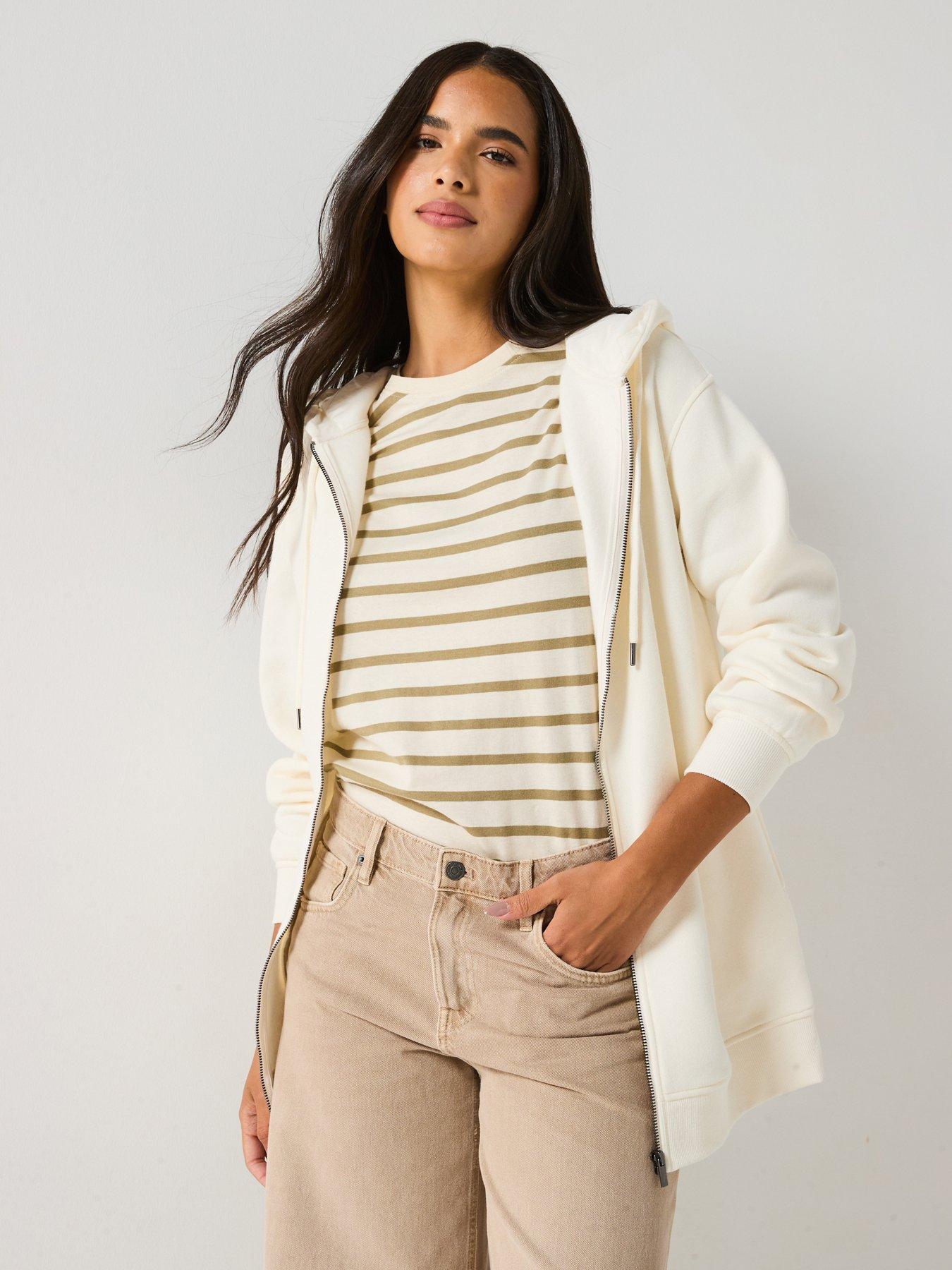undefined The Essential Zip Through Hoodie - Cream