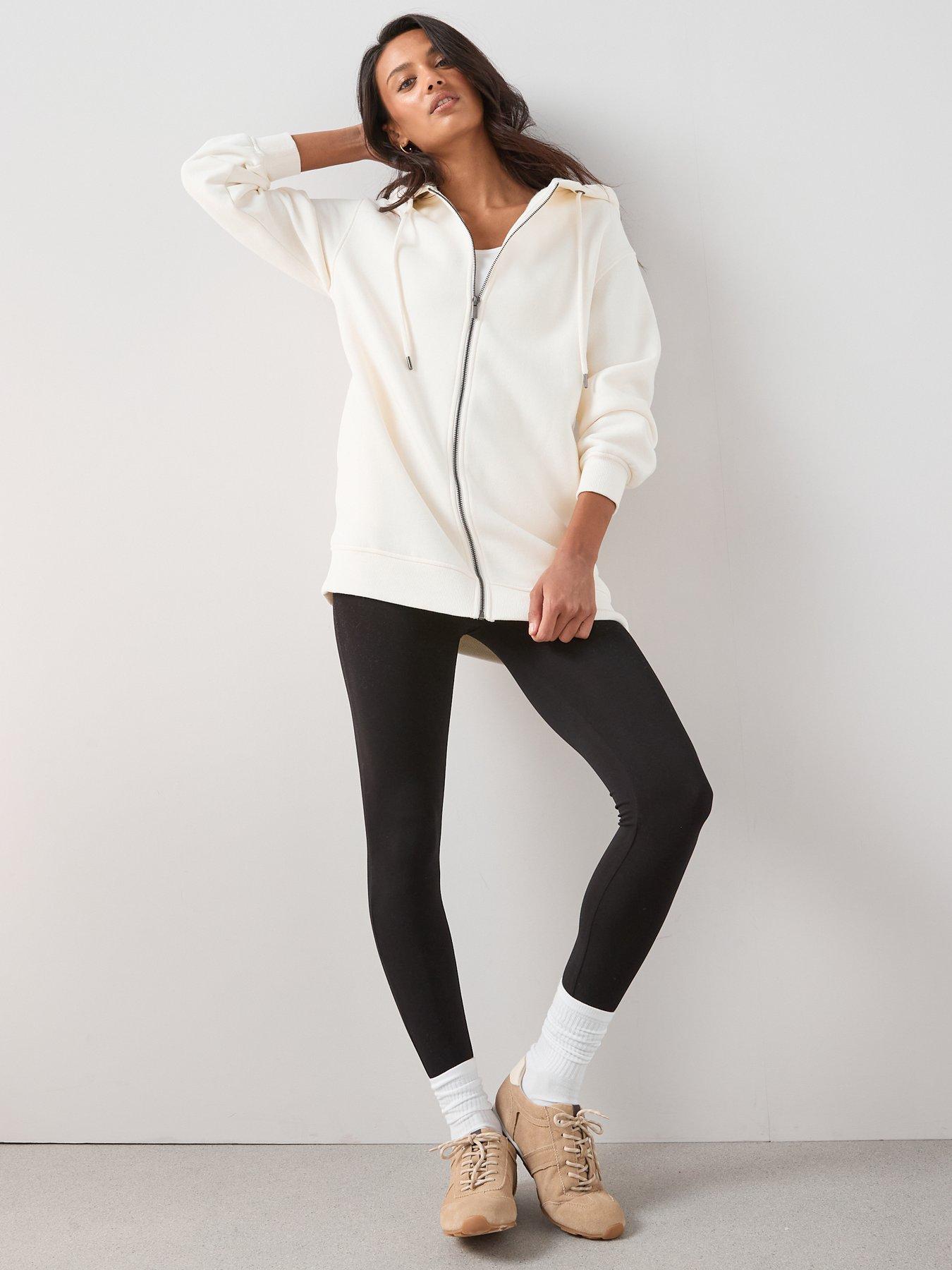  image of the-very-collection-zip-up-relaxed-hoodie-cream