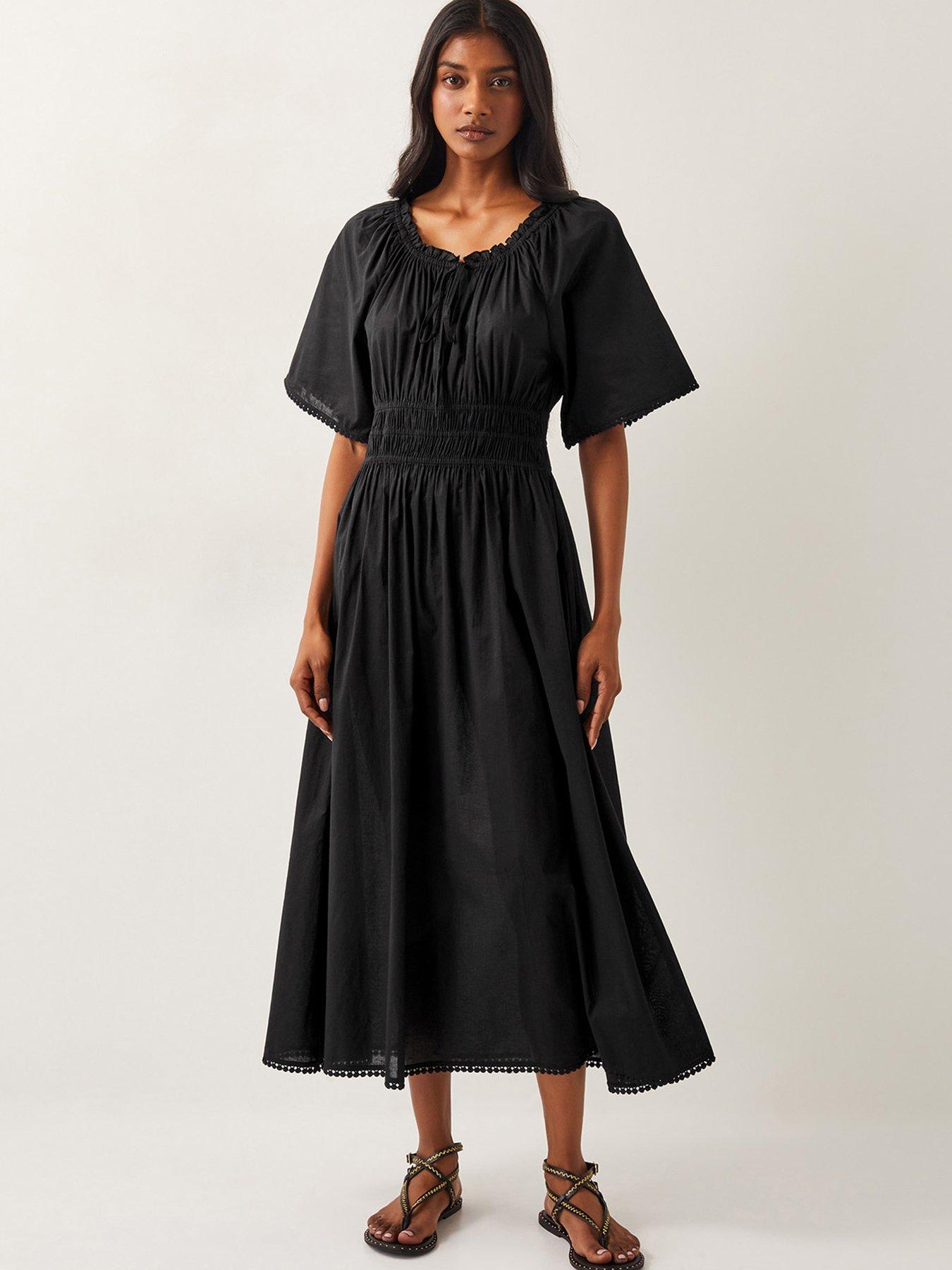  image of monsoon-nora-midi-dress-black