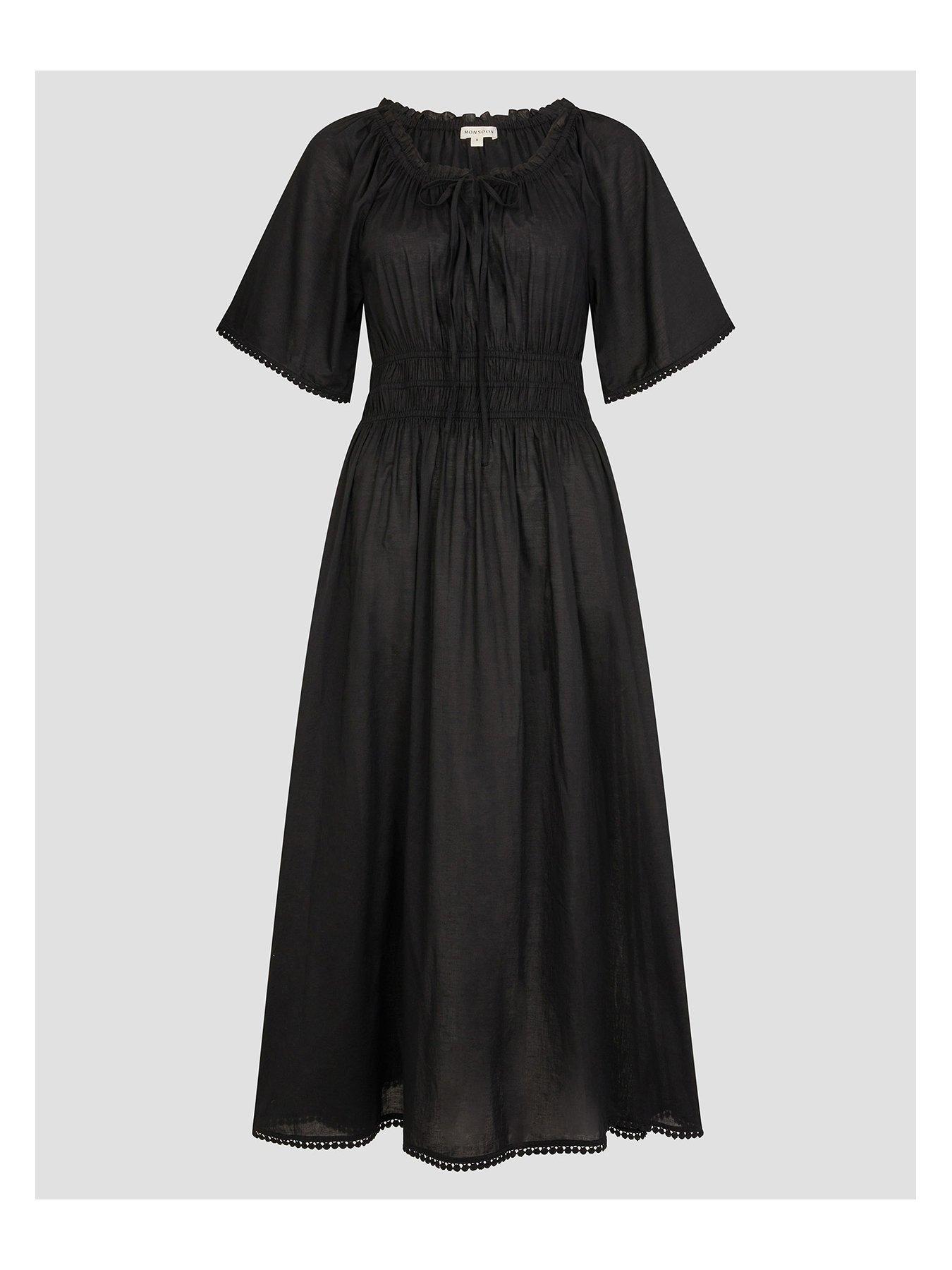  image of monsoon-nora-midi-dress-black