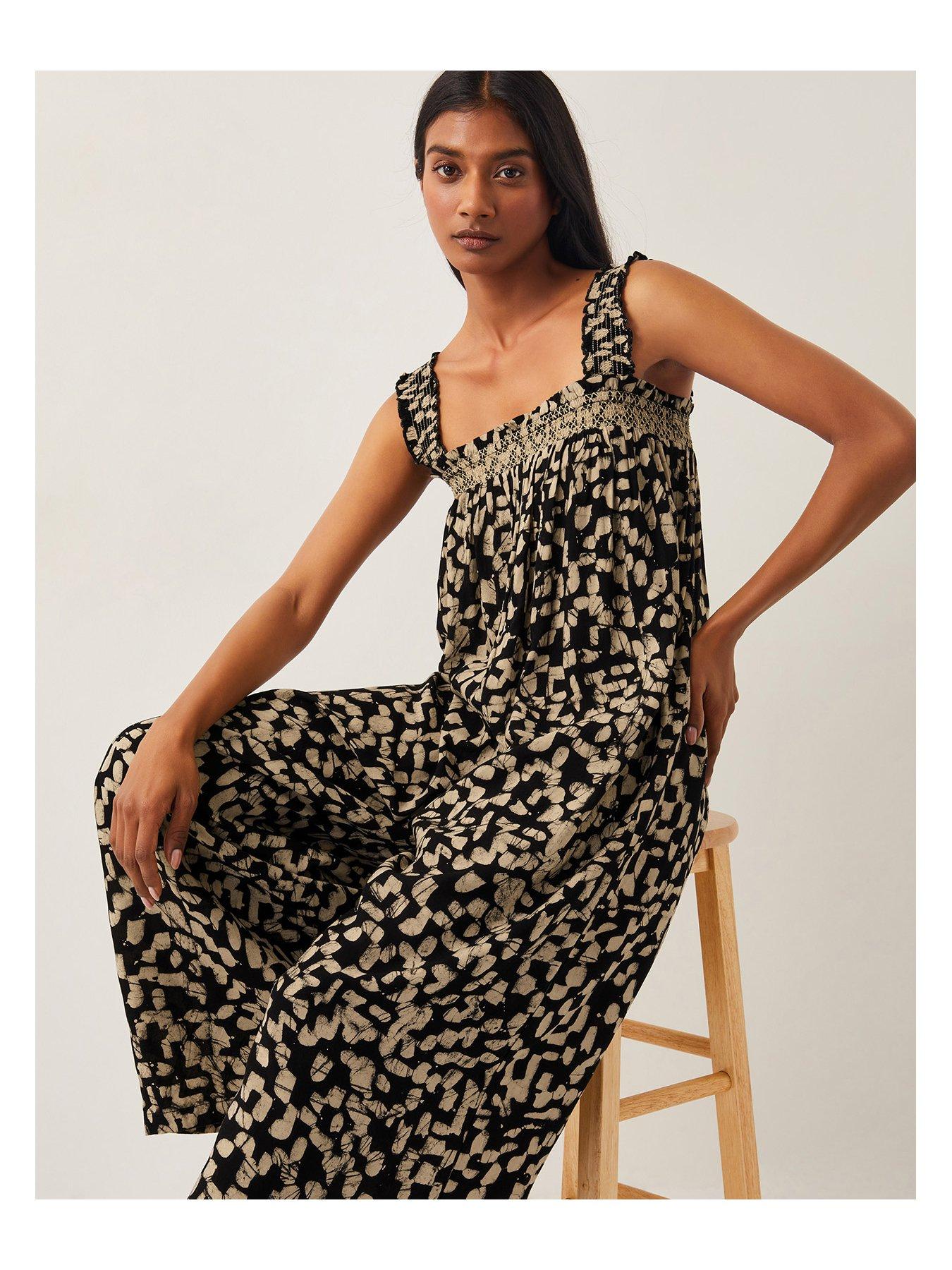  image of monsoon-ania-print-jumpsuit-black