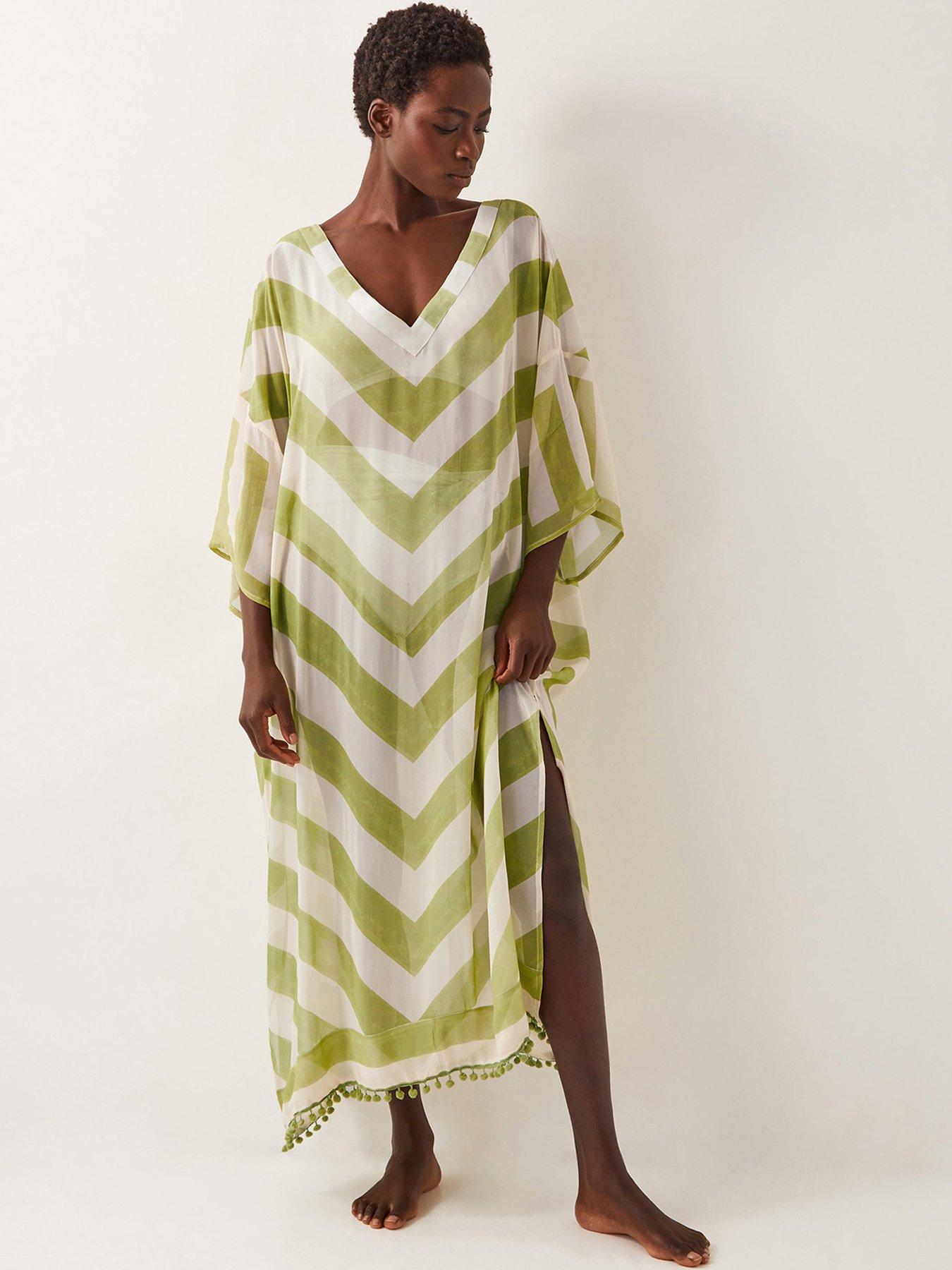 undefined Sorcha Stripe Kaftan - Green