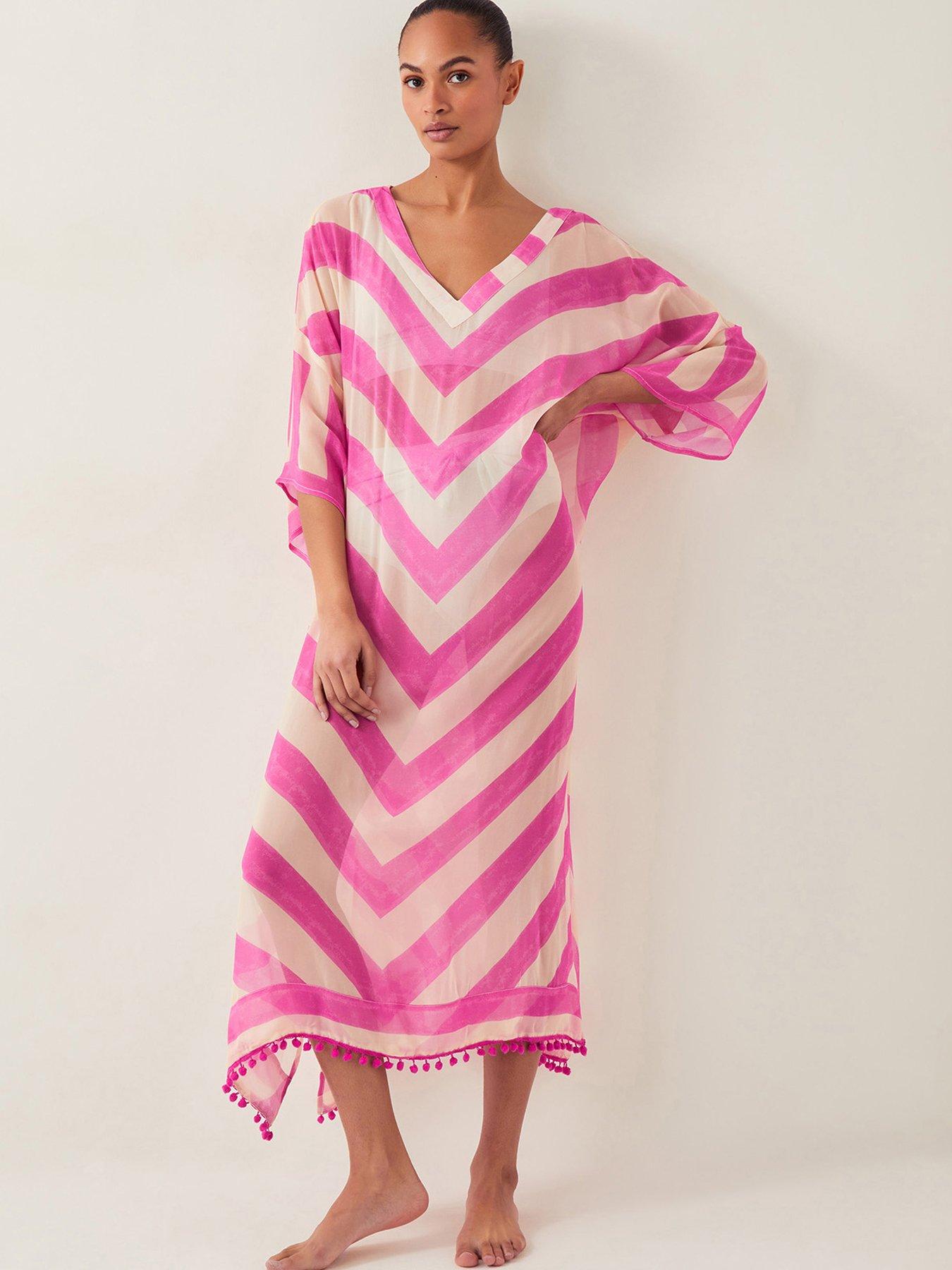 undefined Sorcha Stripe Kaftan - Pink