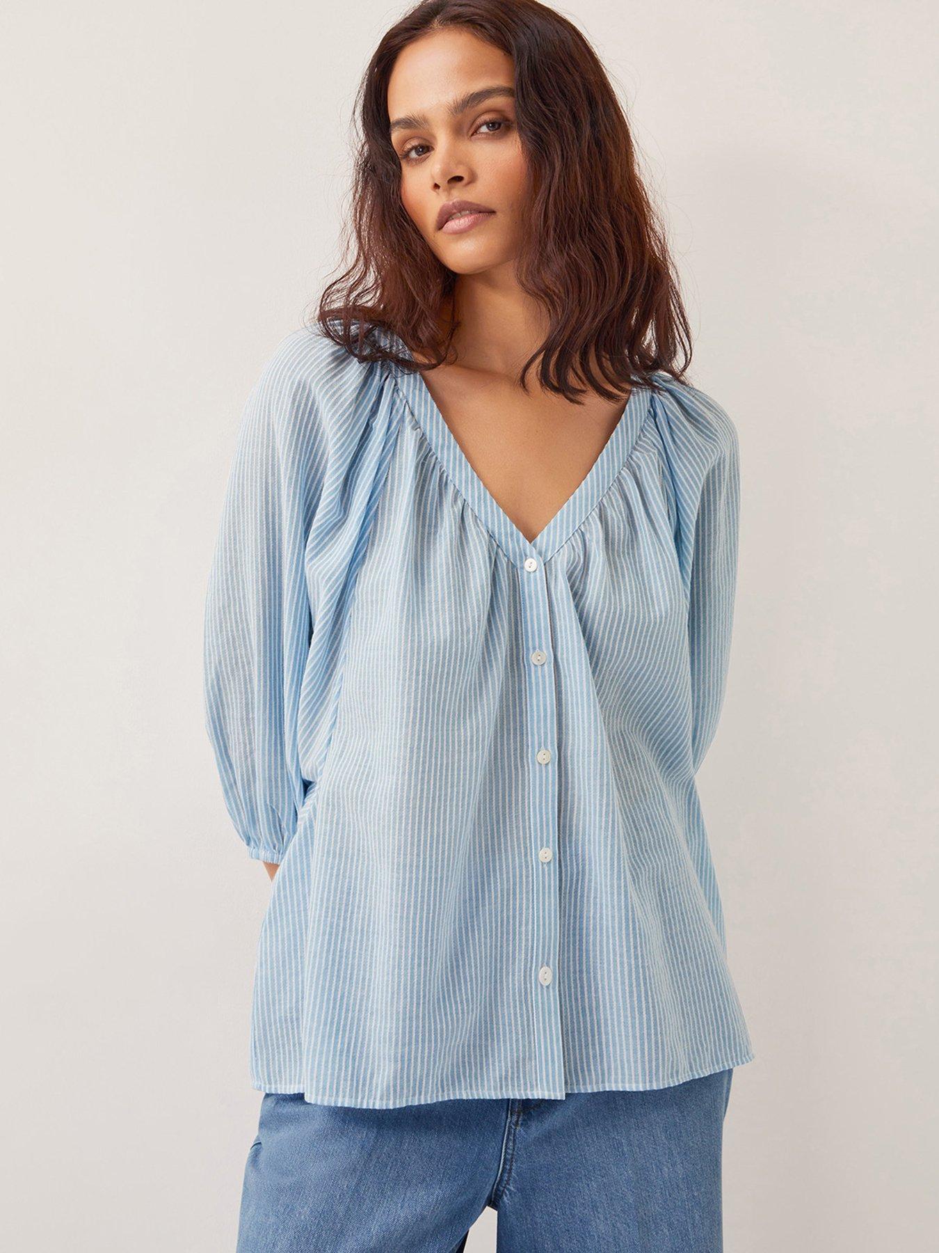  image of monsoon-avery-stripe-blouse-blue