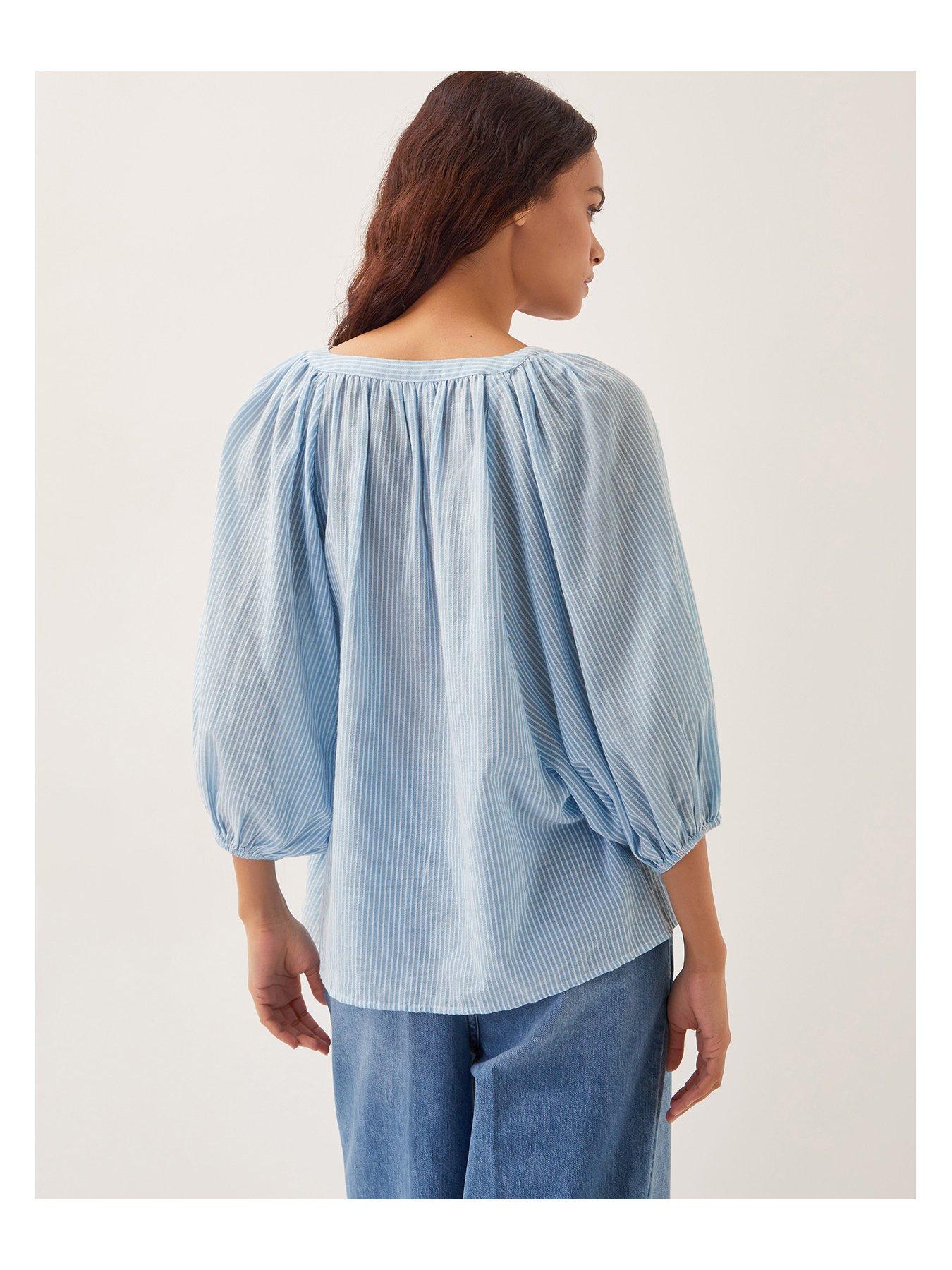  image of monsoon-avery-stripe-blouse-blue