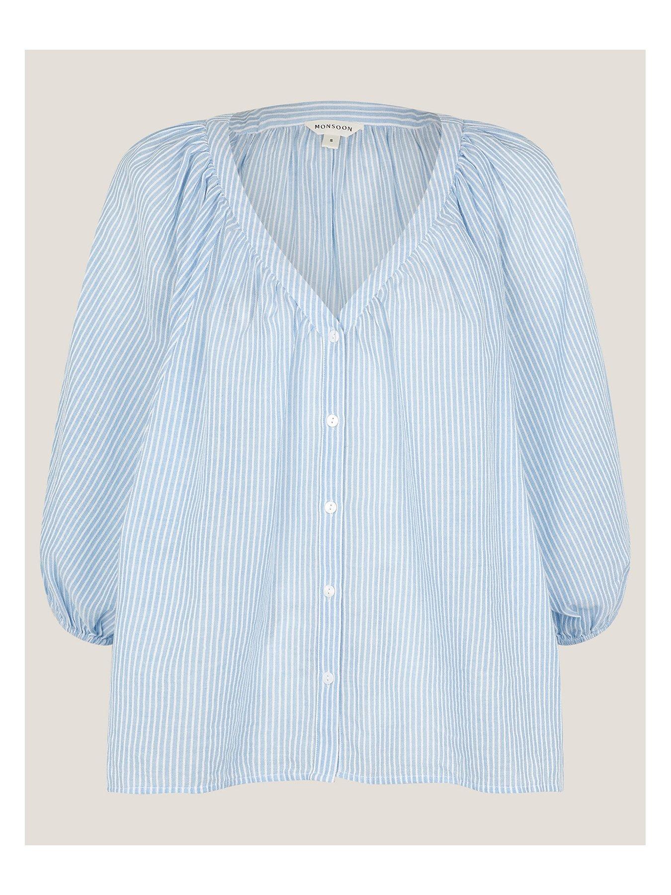  image of monsoon-avery-stripe-blouse-blue