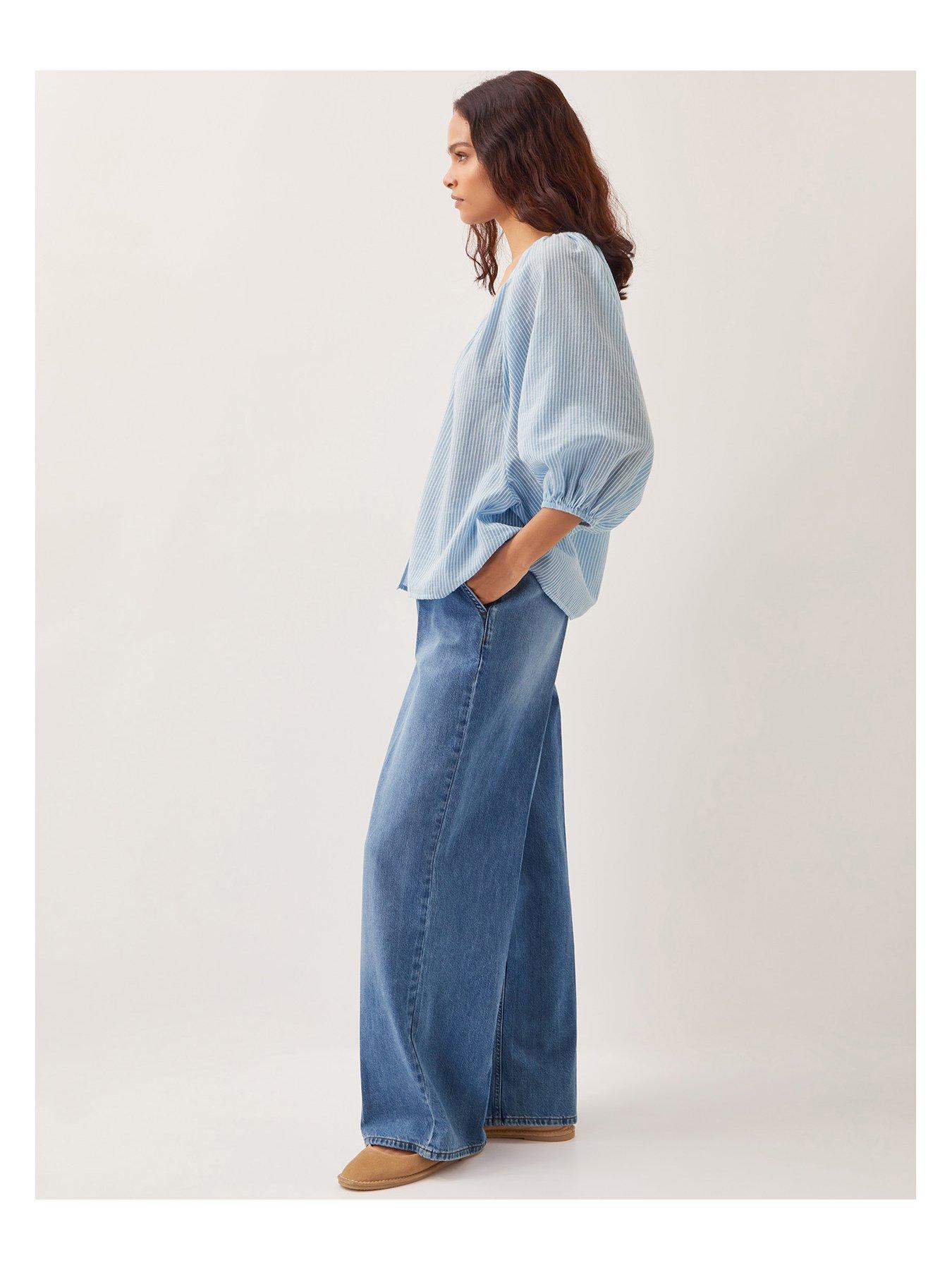  image of monsoon-avery-stripe-blouse-blue