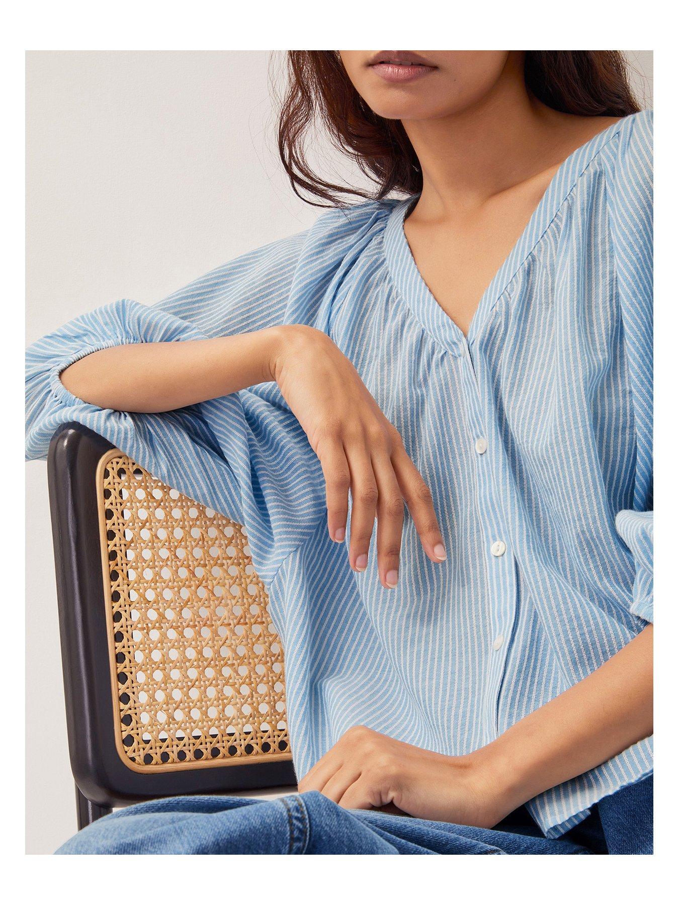  image of monsoon-avery-stripe-blouse-blue
