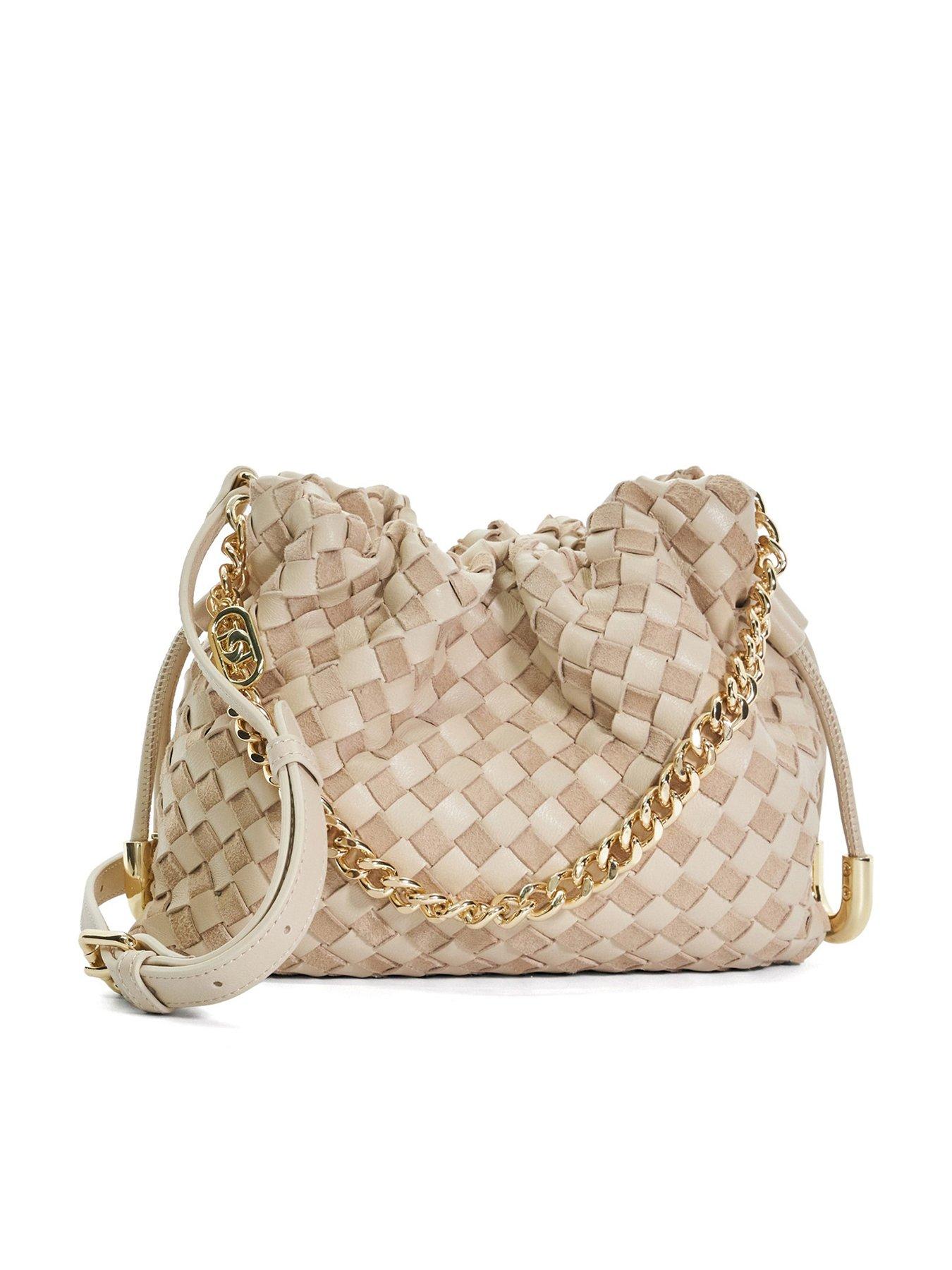 undefined Primrose S Small Drawstring Woven Leather Bag  - Ecru