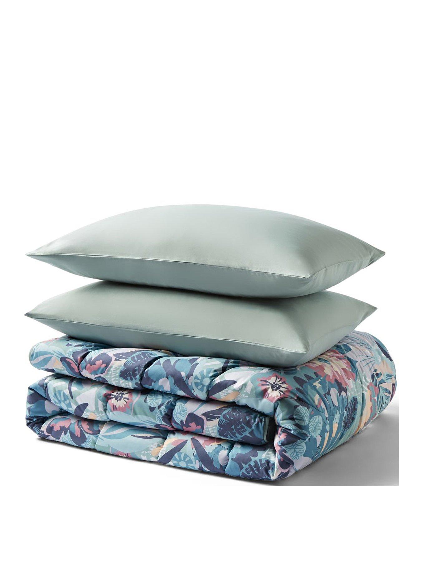  image of night-lark-pastel-palms-coverless-duvet-set