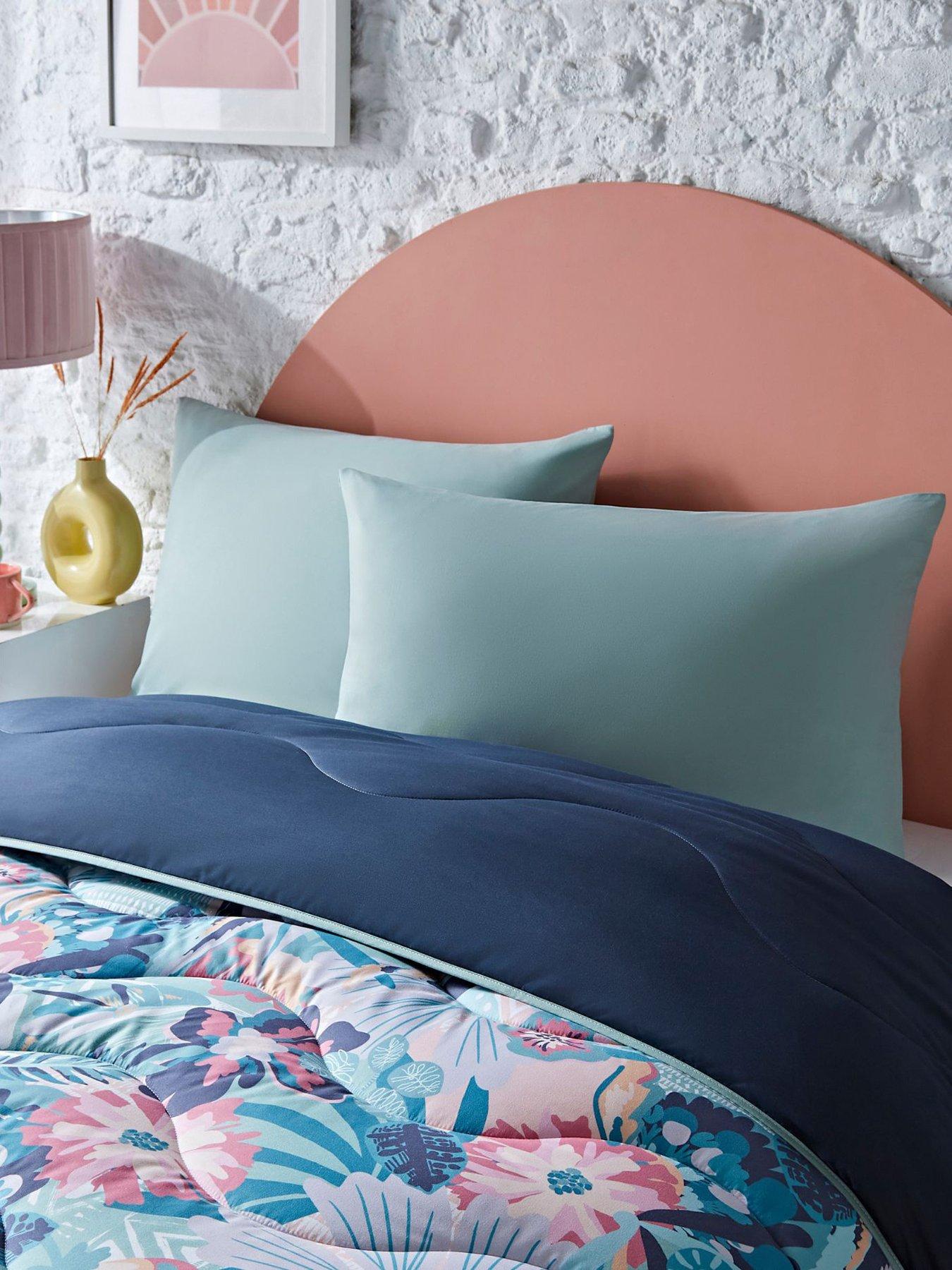  image of night-lark-pastel-palms-coverless-duvet-set