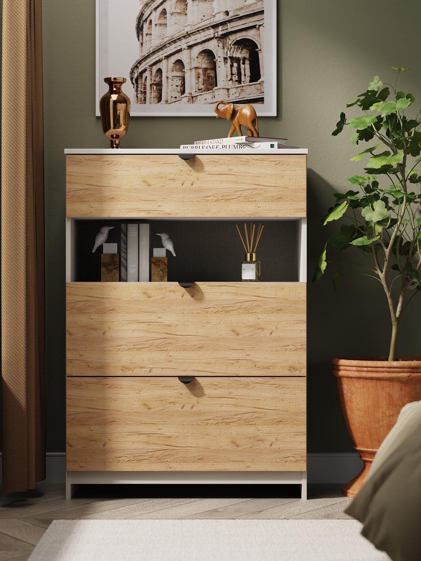 SWIFT Nefeli Ready Assembled 3 Drawer Deep Chest - Oak/Taupe