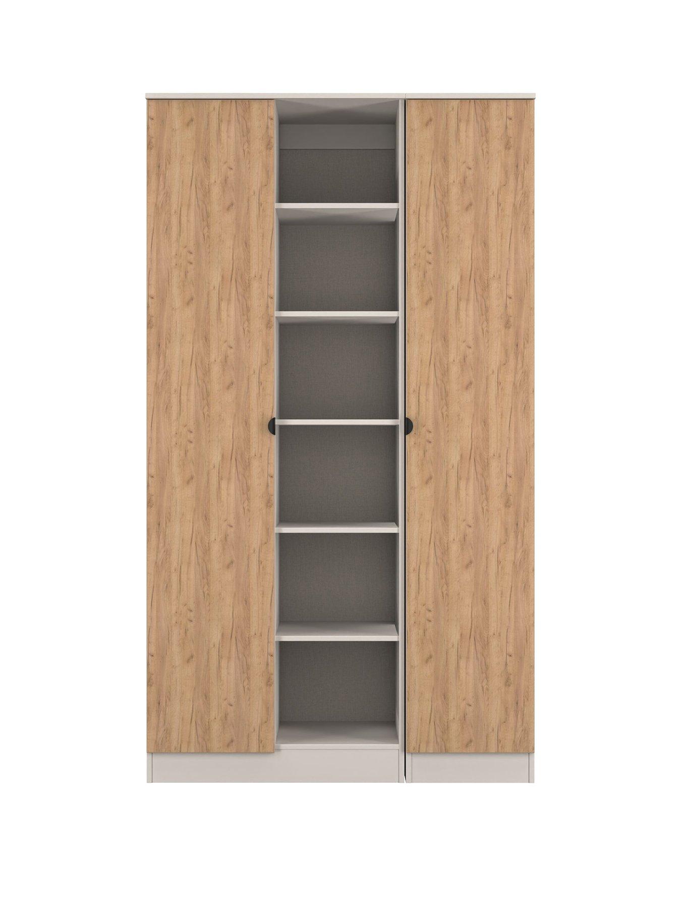 stillFront image of swift-nefelinbspready-assembled-triple-2-door-wardrobenbspwith-shelving-oaktaupe