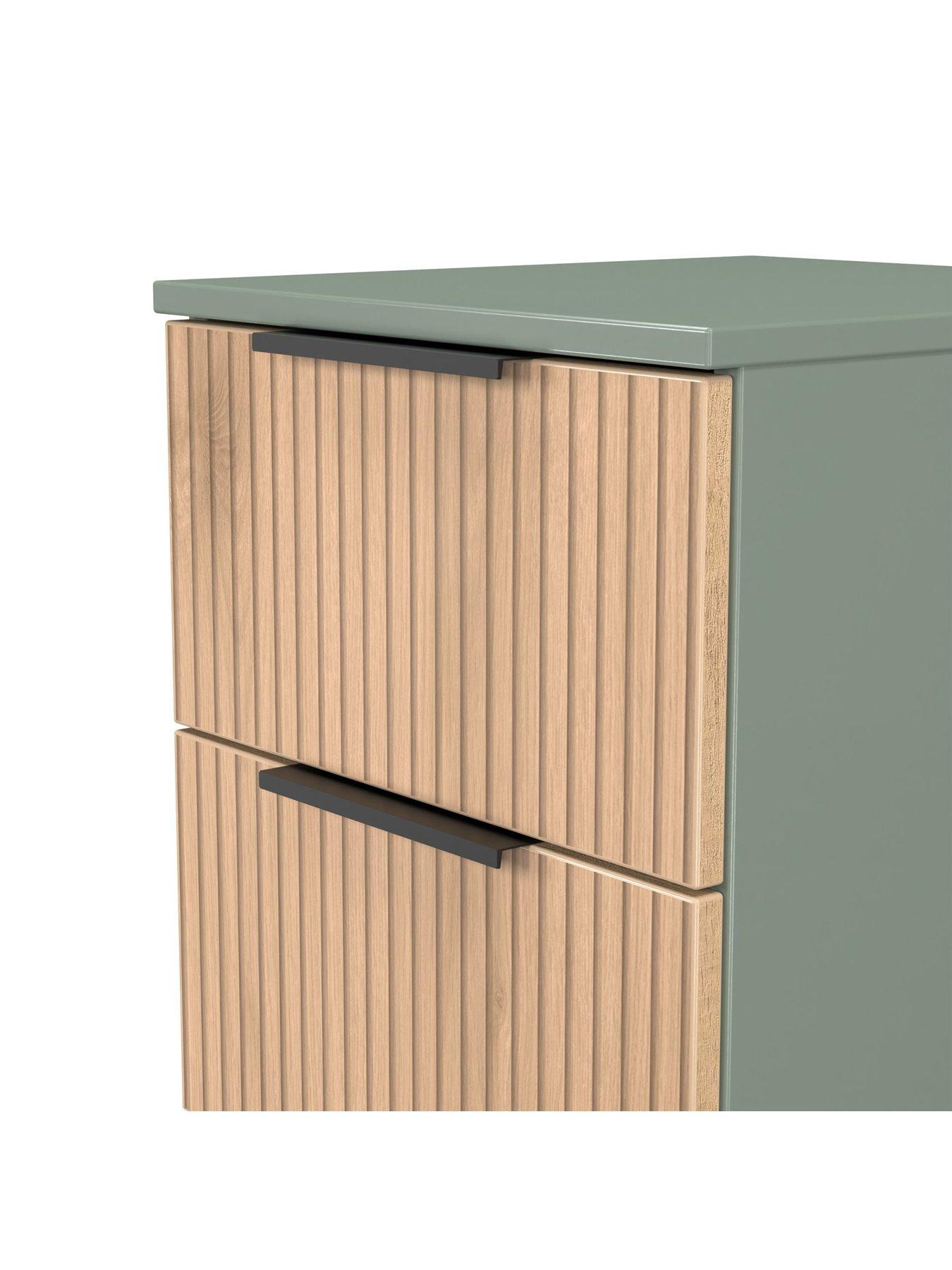  image of swift-lane-ready-assembled-3-drawer-bedside-table-green