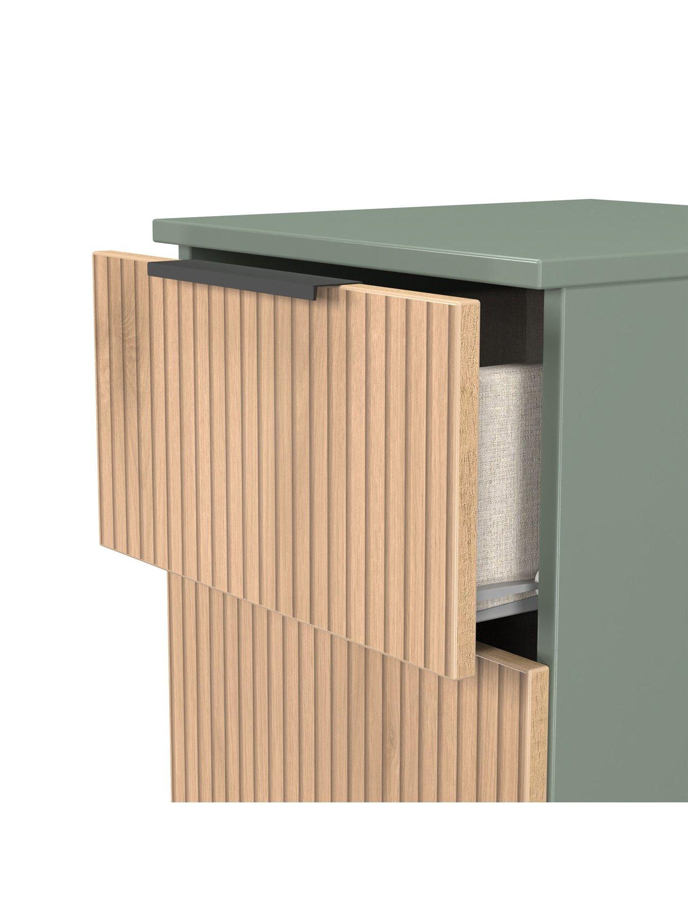  image of swift-lane-ready-assembled-3-drawer-bedside-table-green