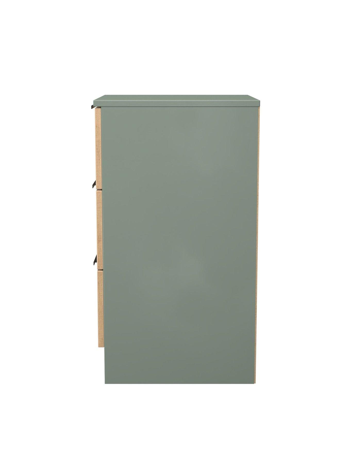  image of swift-lane-ready-assembled-3-drawer-bedside-table-green