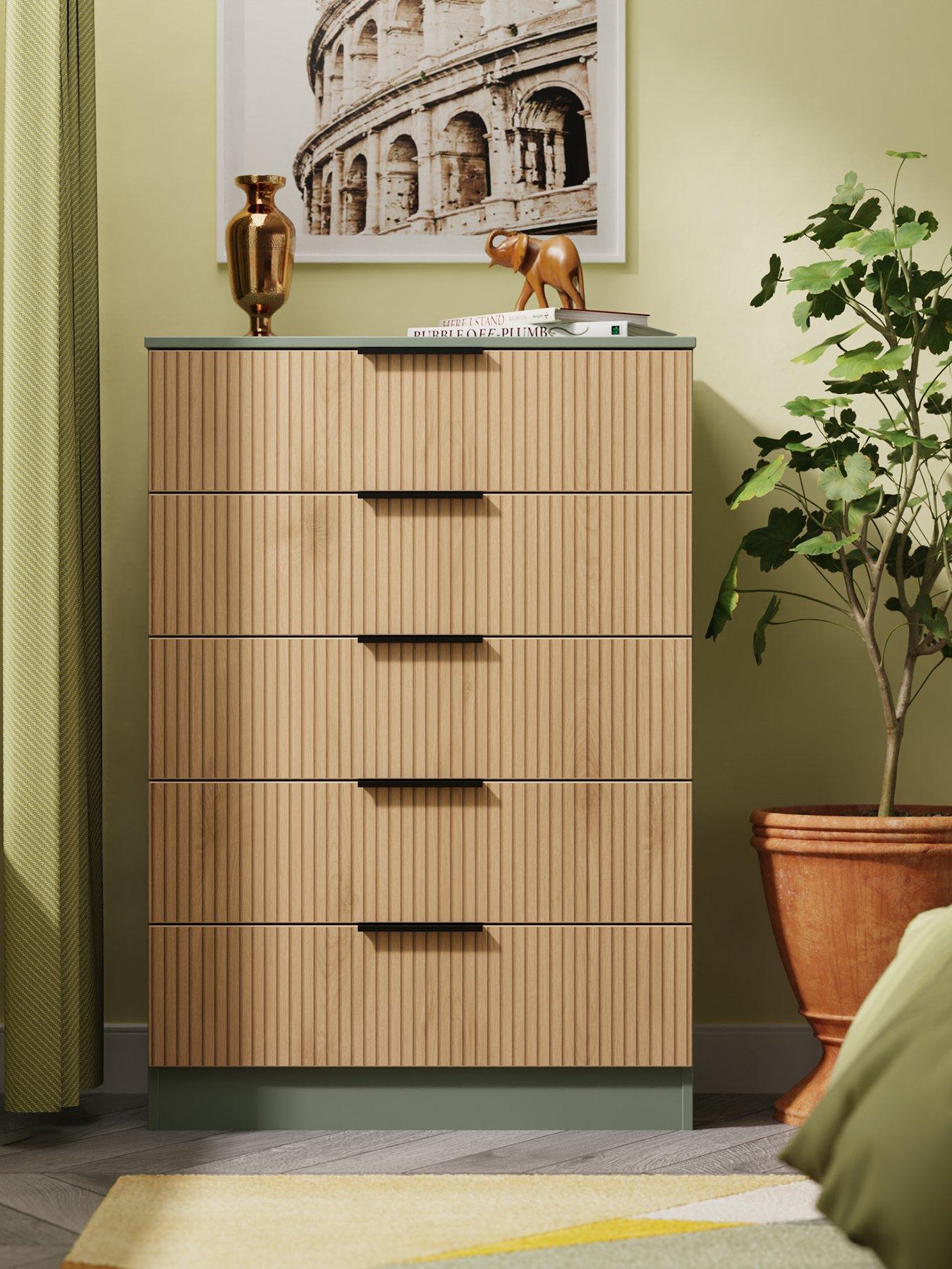 SWIFT Lane Ready Assembled 5 Drawer Chest - Green